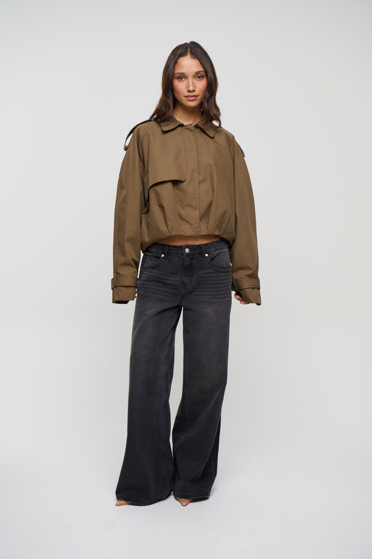 Tessa Cropped Trench Mocha