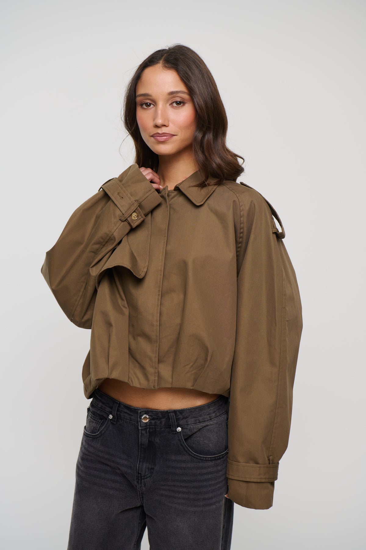 Tessa Cropped Trench Mocha