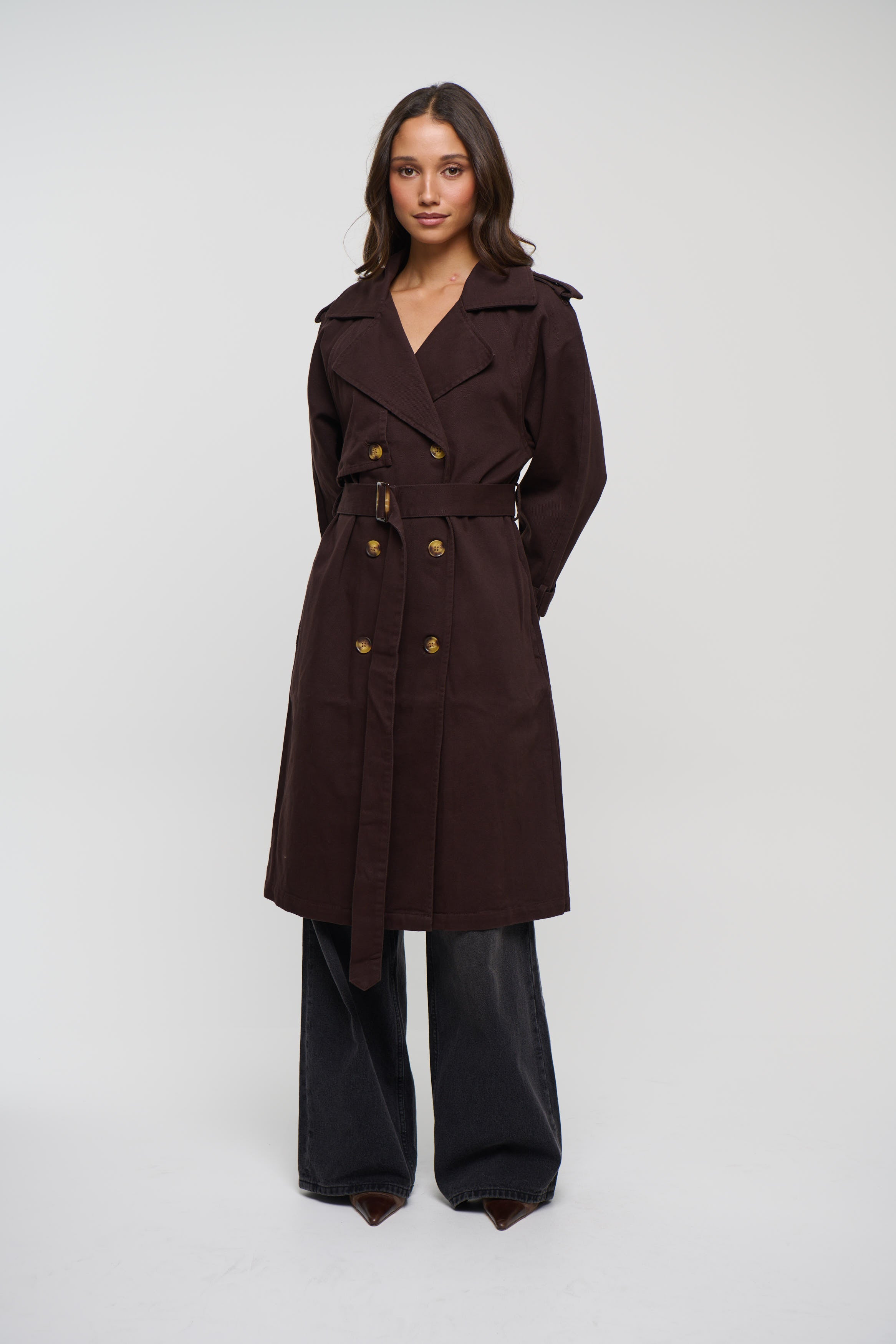 Valencia Denim Trench Chocolate