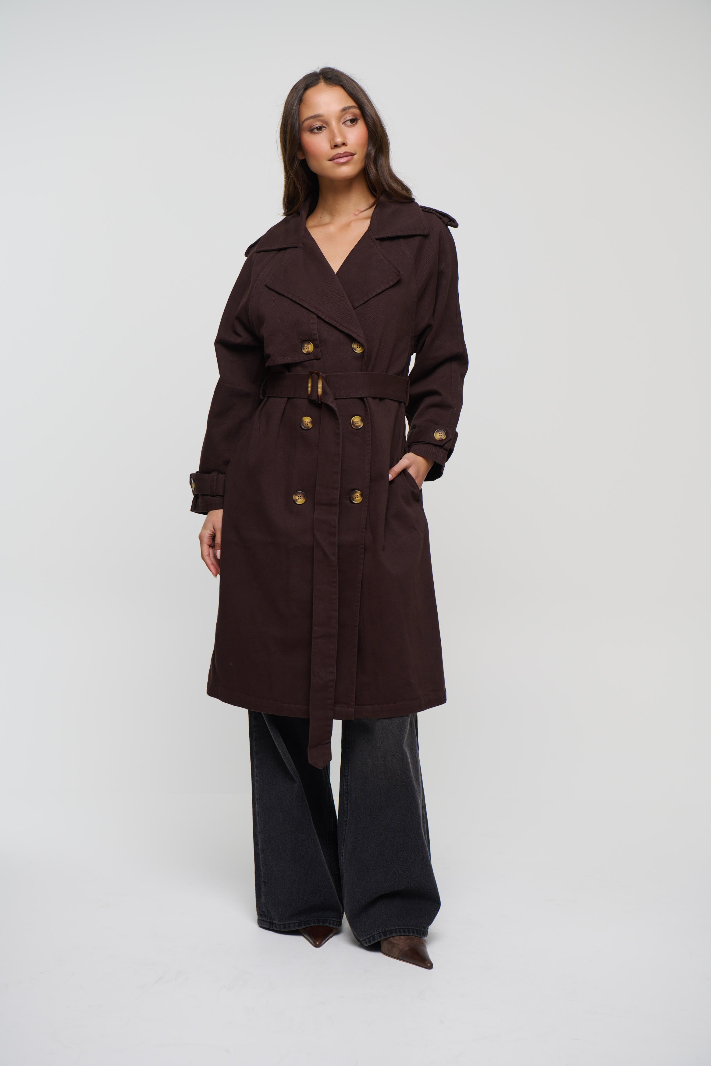Valencia Denim Trench Chocolate