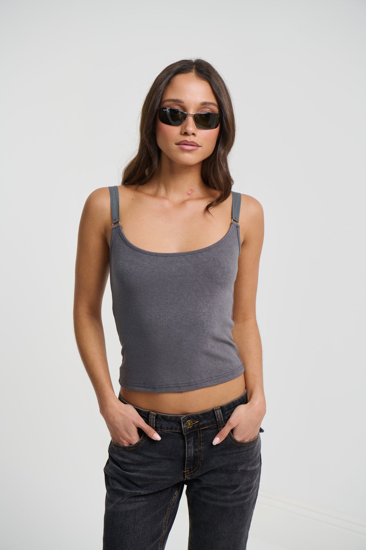 Hazel Singlet Charcoal
