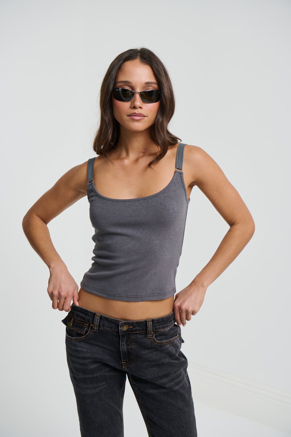 Hazel Singlet Charcoal