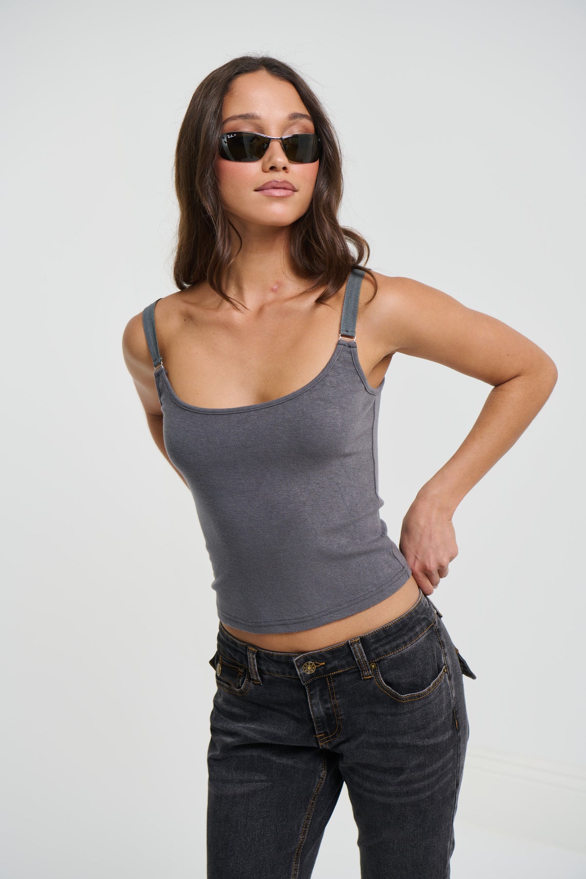 Hazel Singlet Charcoal