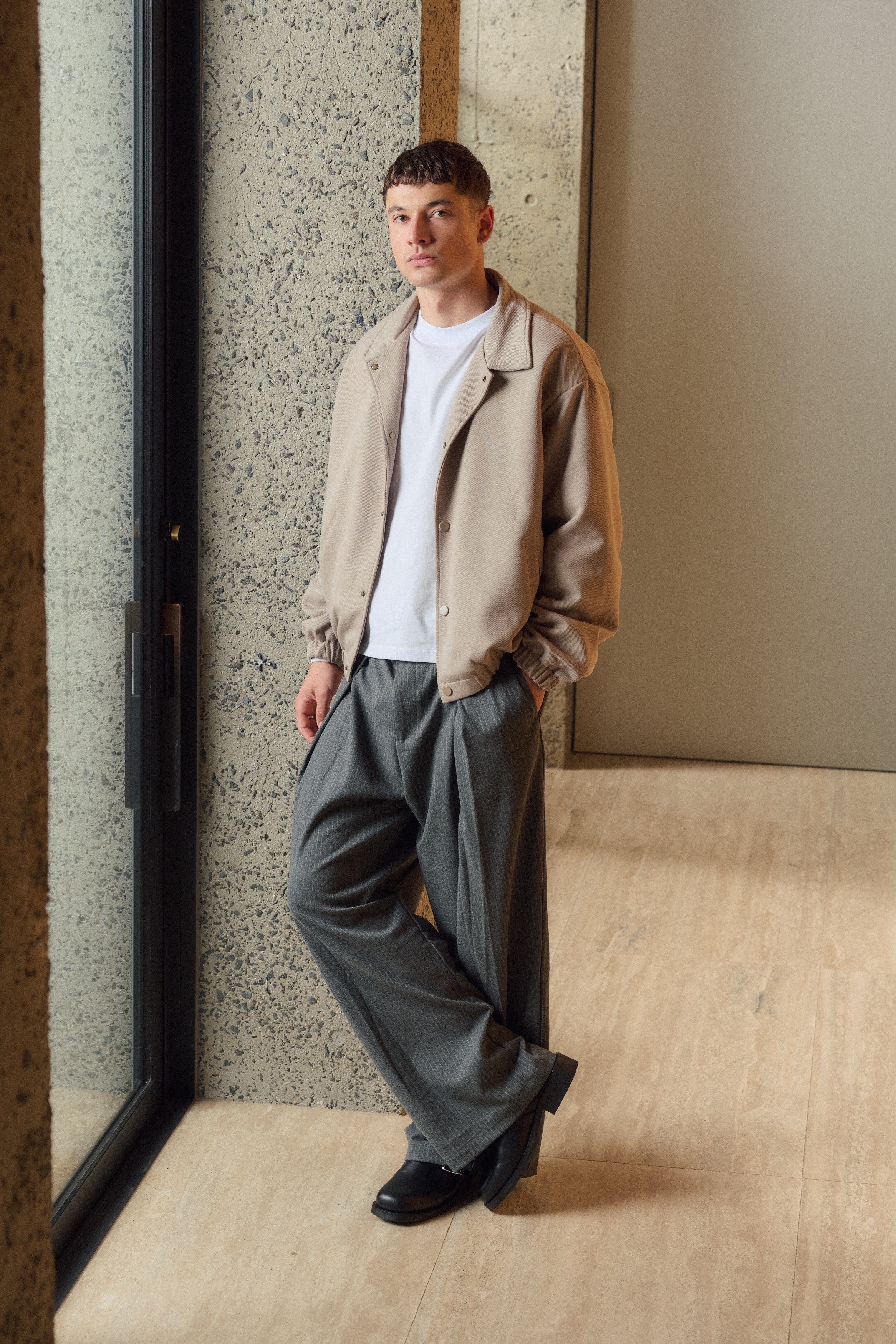 Josh Baggy Pant Grey Pinstripe