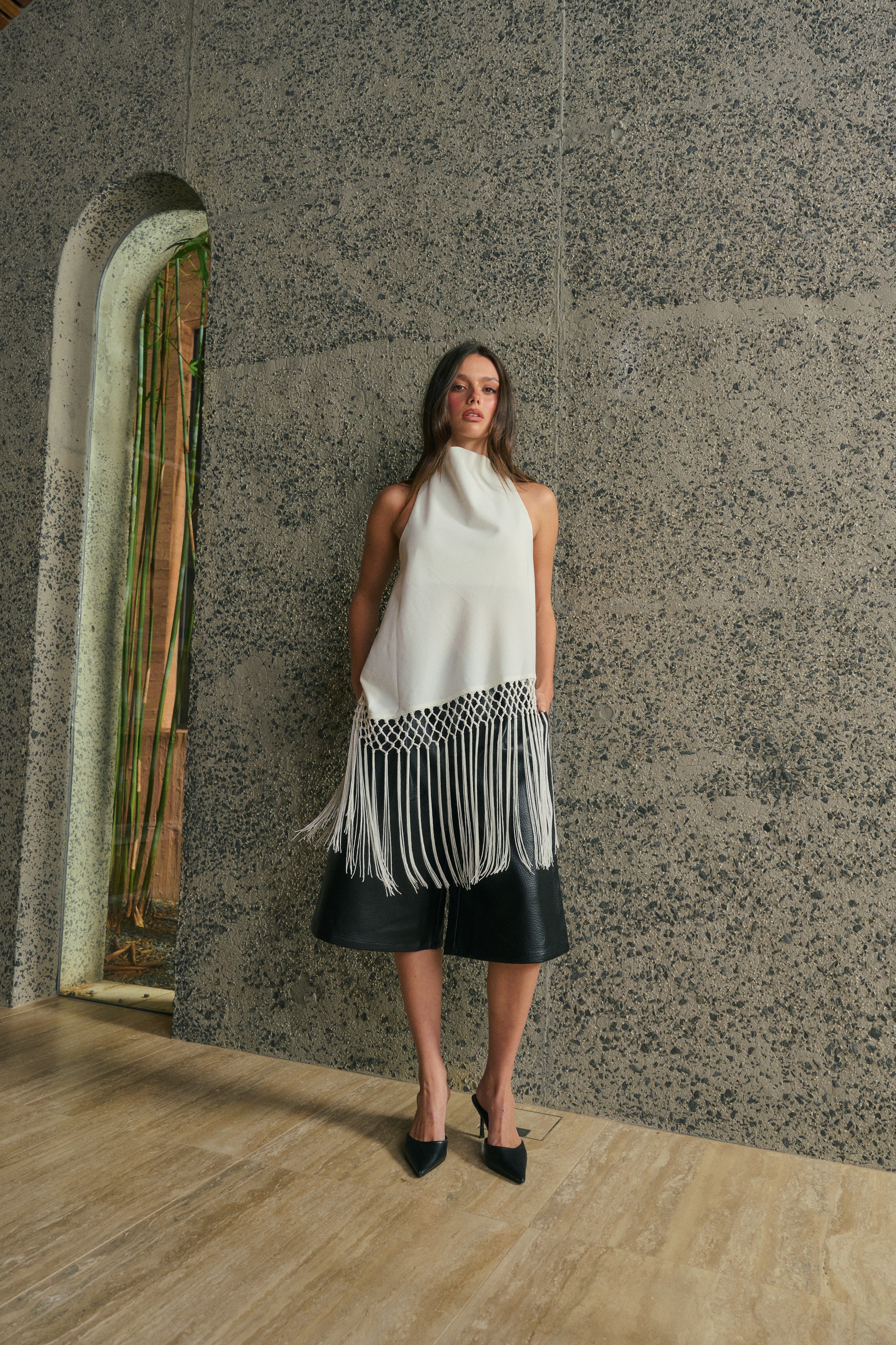 Alicia Fringe Top White