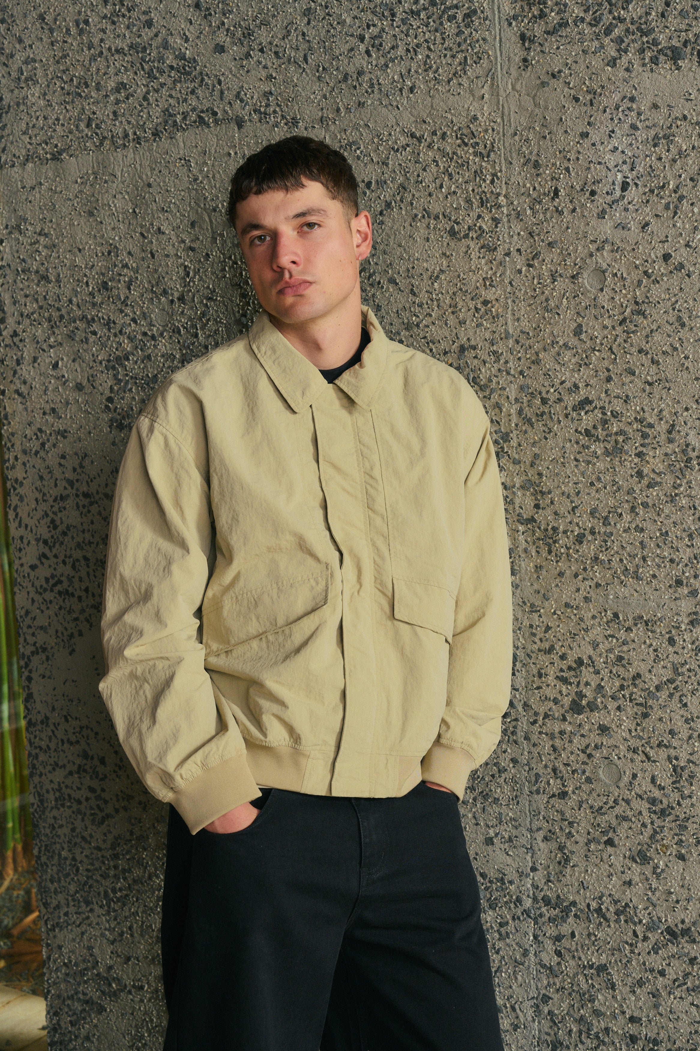 Evans Ribbed Bomber Beige