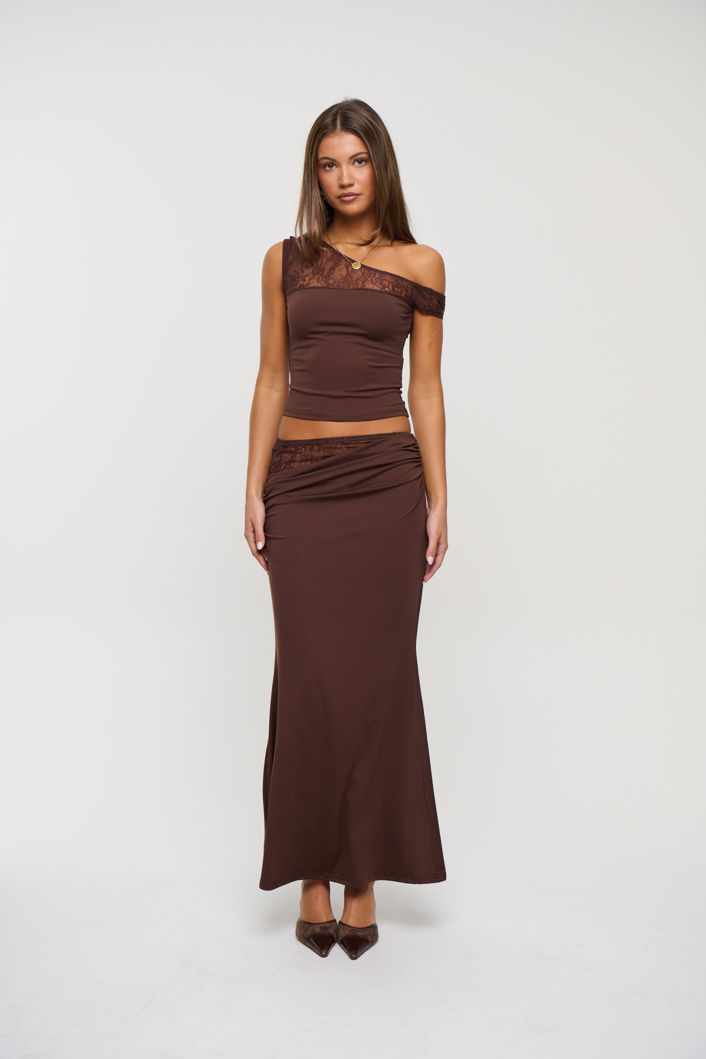 Monique Lace Skirt Chocolate
