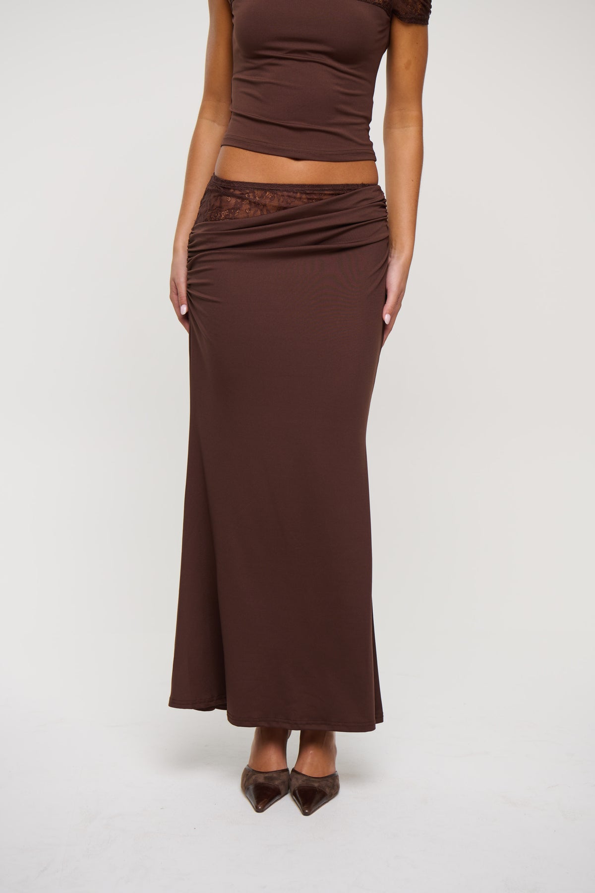 Monique Lace Skirt Chocolate