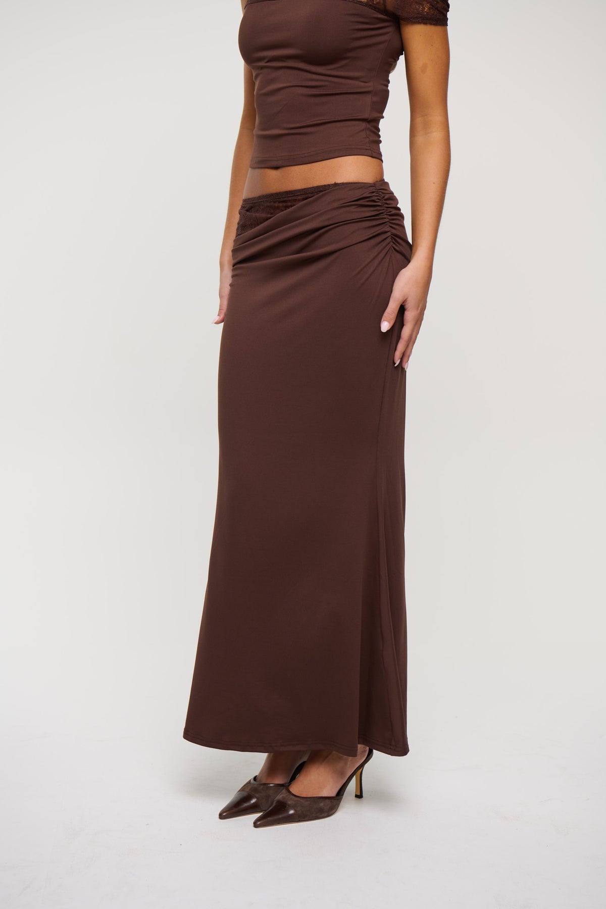 Monique Lace Skirt Chocolate
