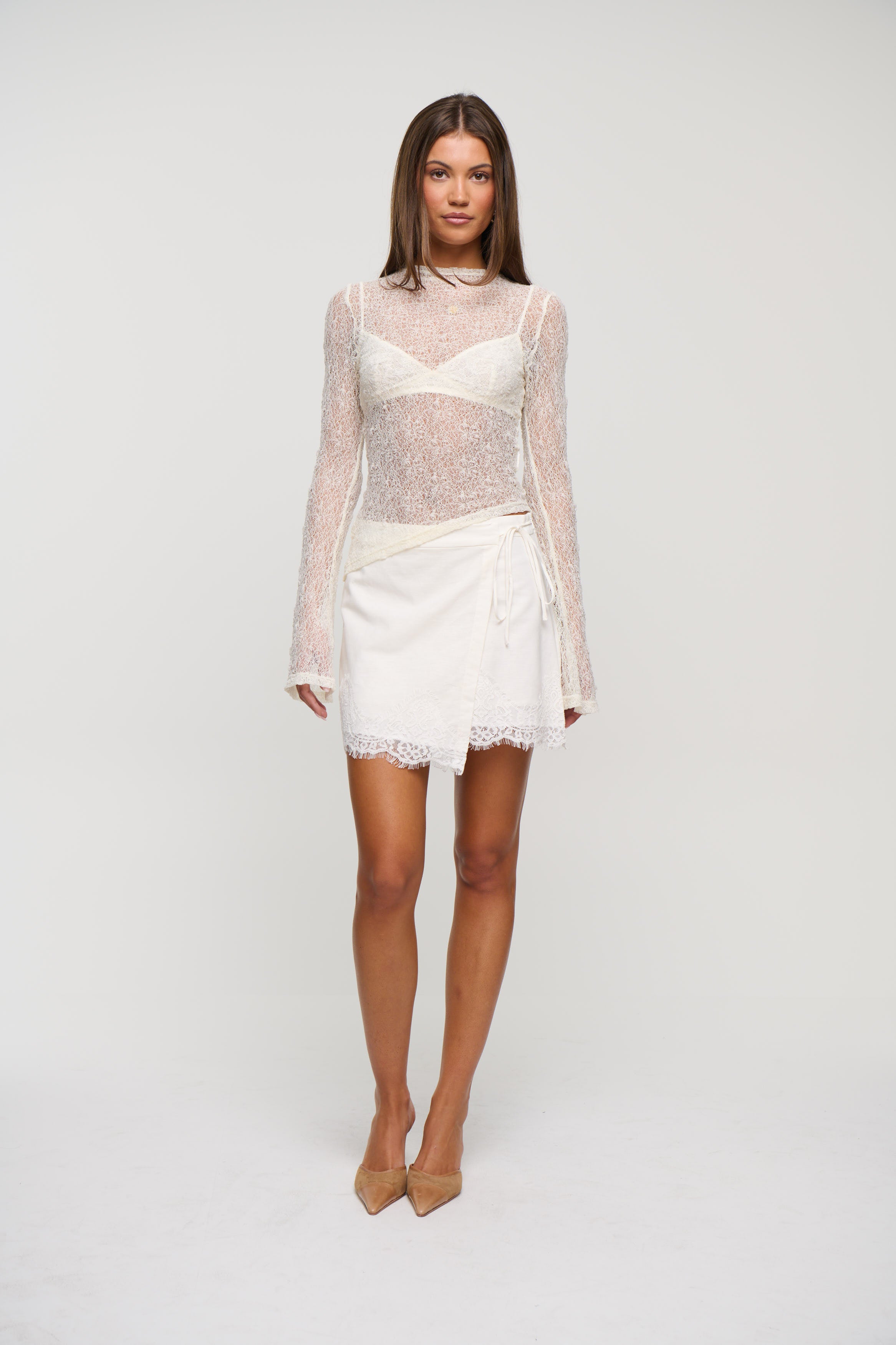 Amalia Lace Mini Skirt White