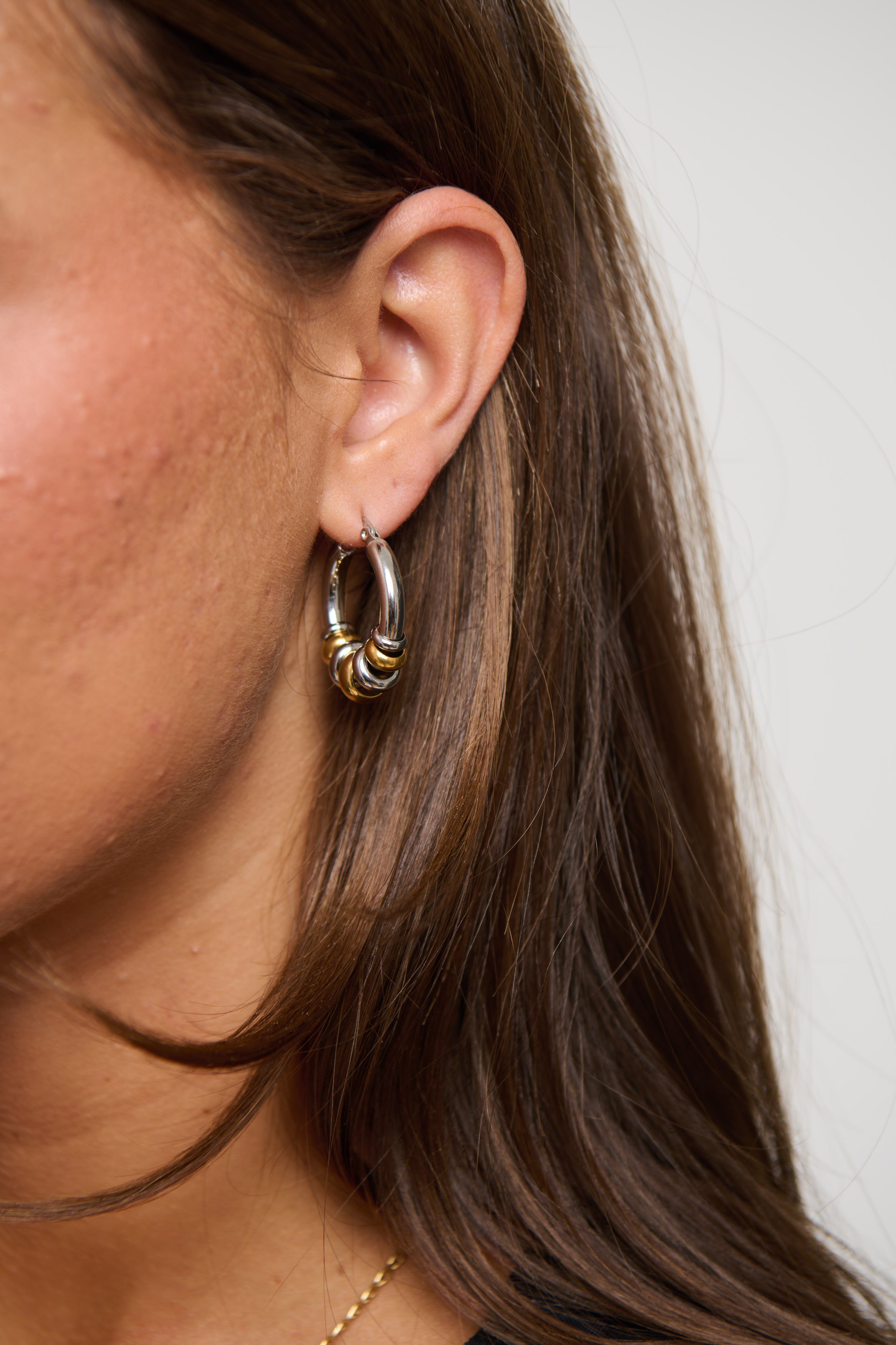 Duo Tone Hoop Silver