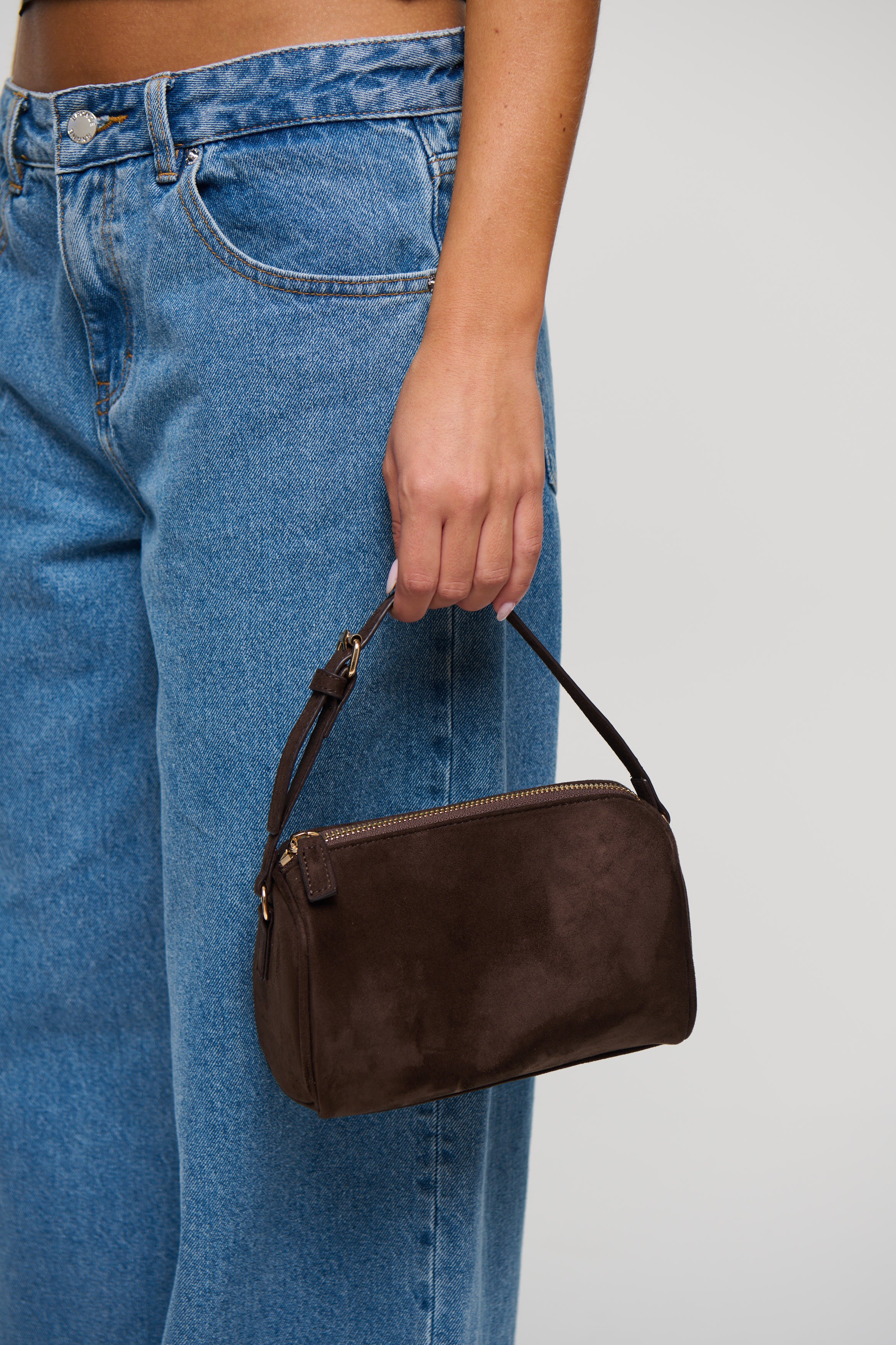 Donna Handle Bag Dark Cacao Suede