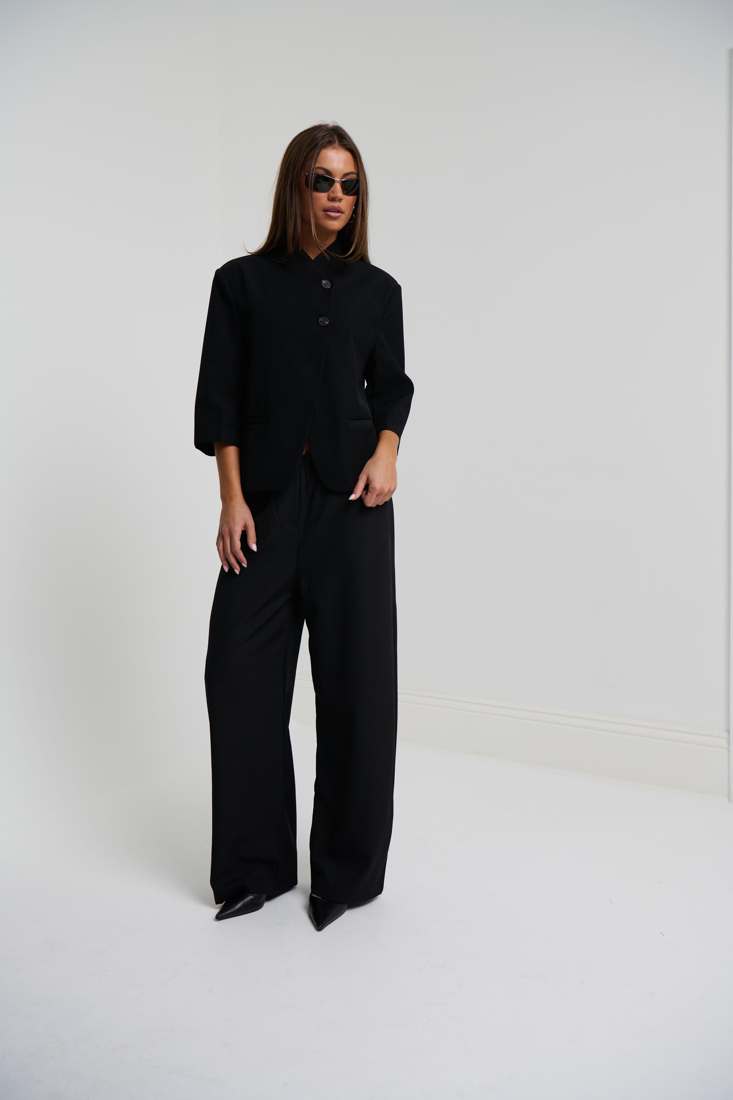 Aspen 3/4 Sleeve Blazer Black