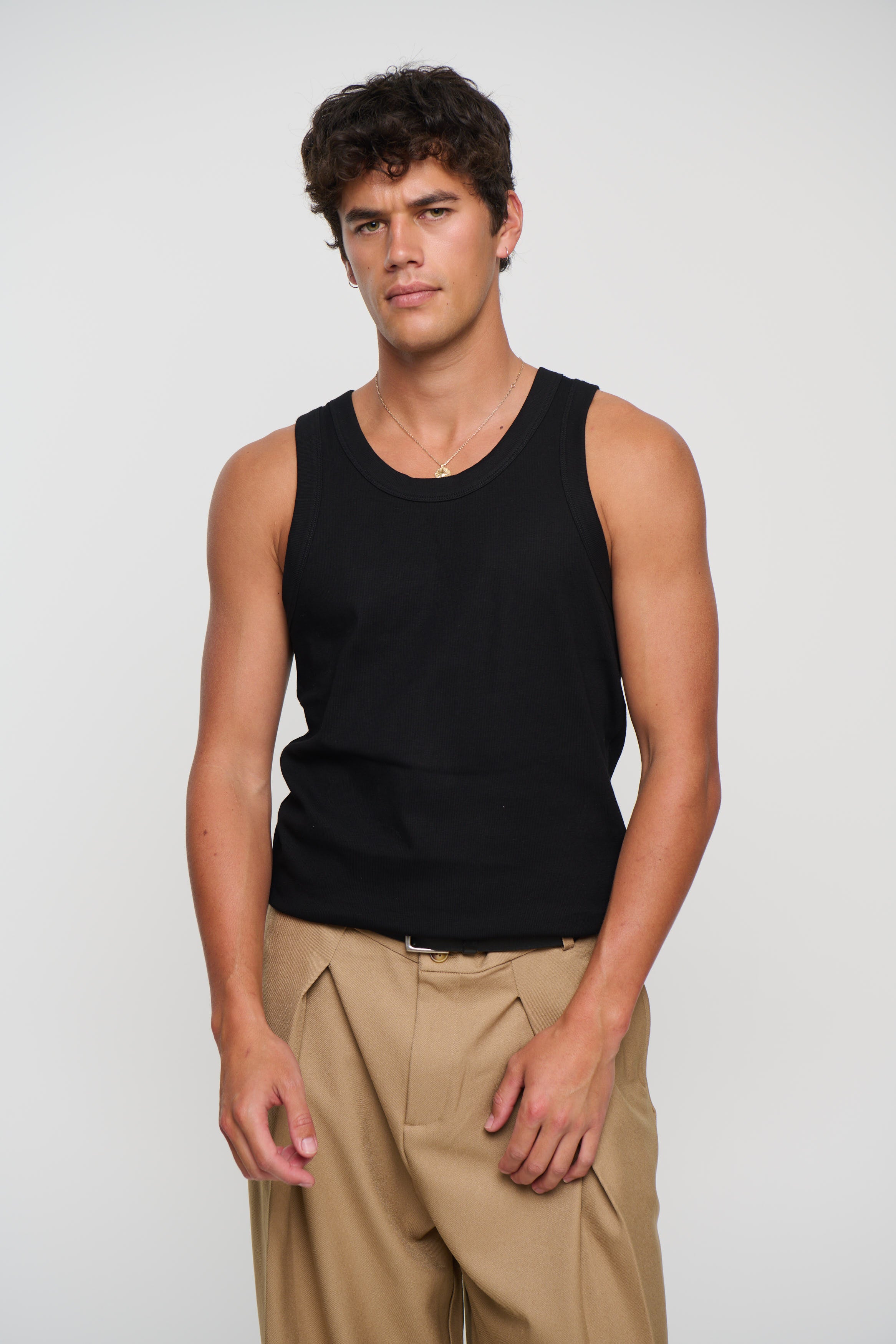 Mitchell Ribbed Tank Black