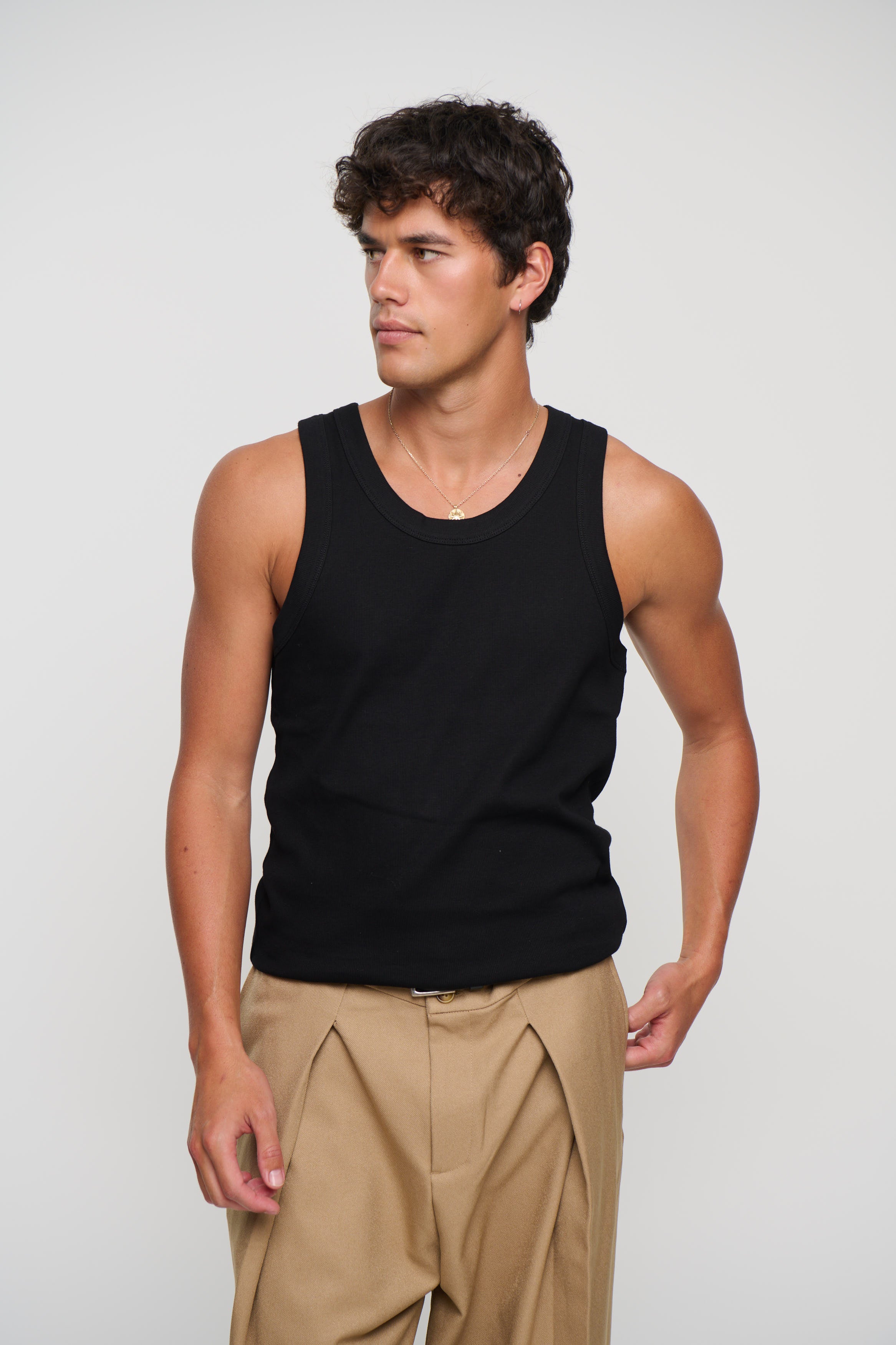 Mitchell Ribbed Tank Black