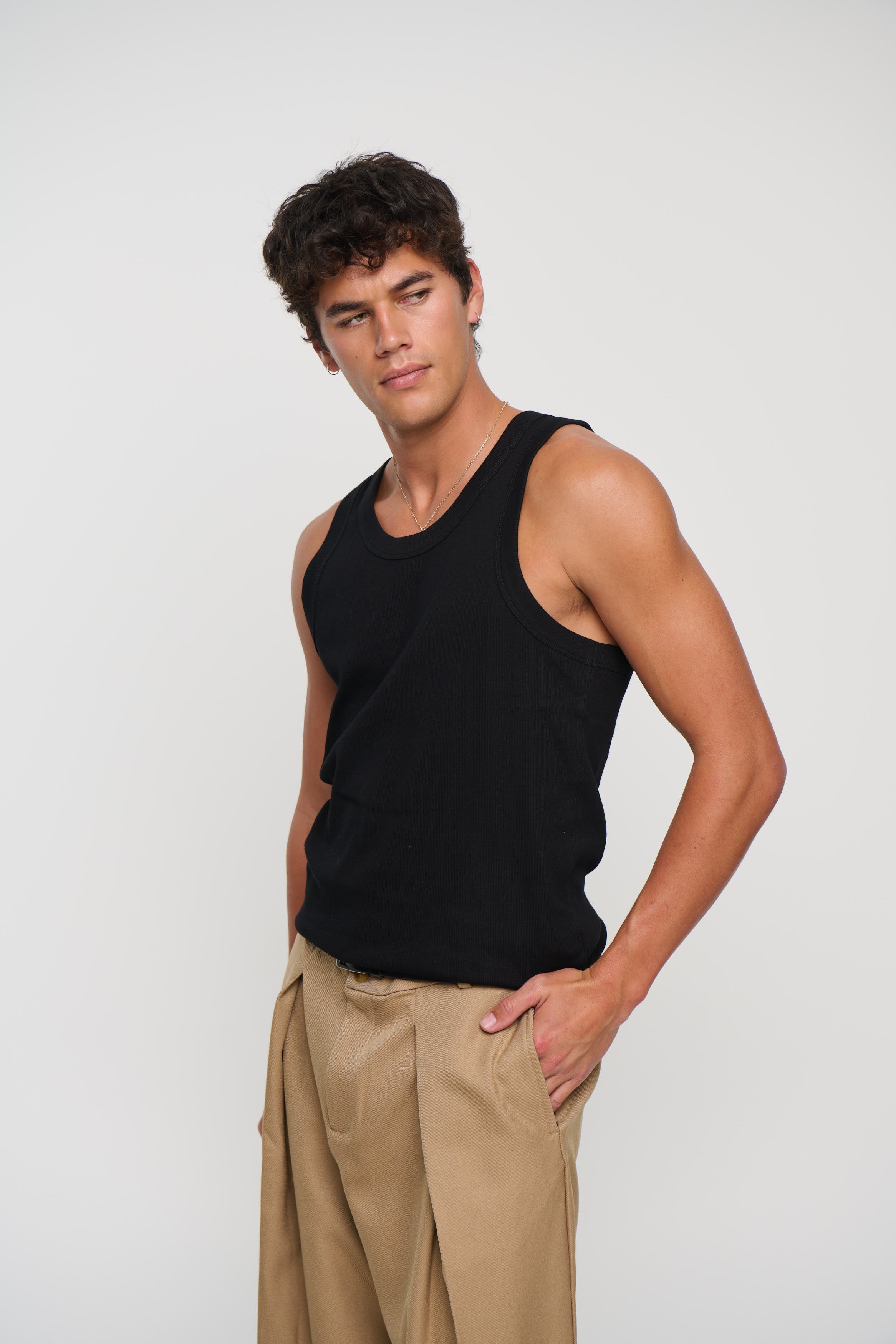 Mitchell Ribbed Tank Black