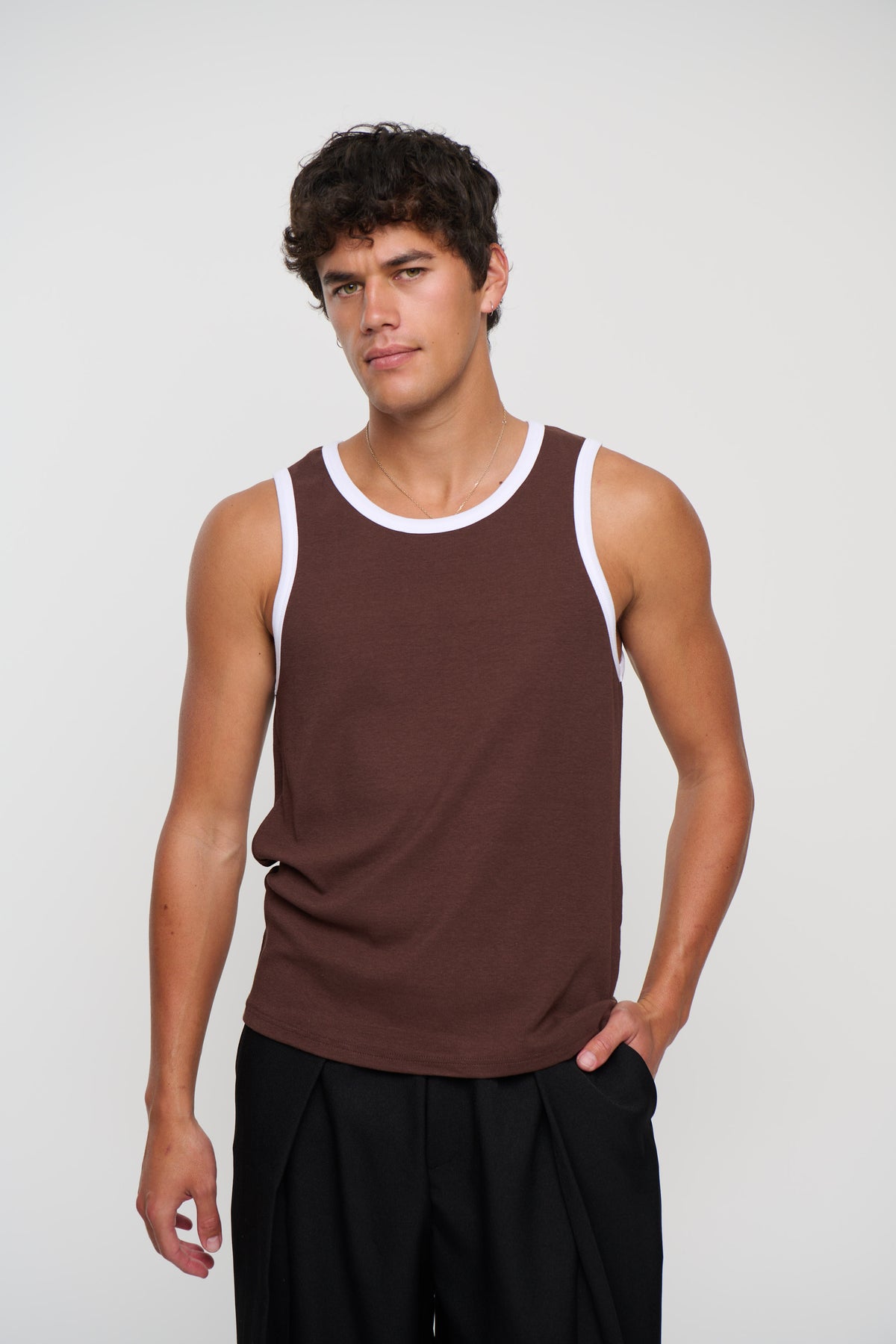 Dean Fitted Tank Choc