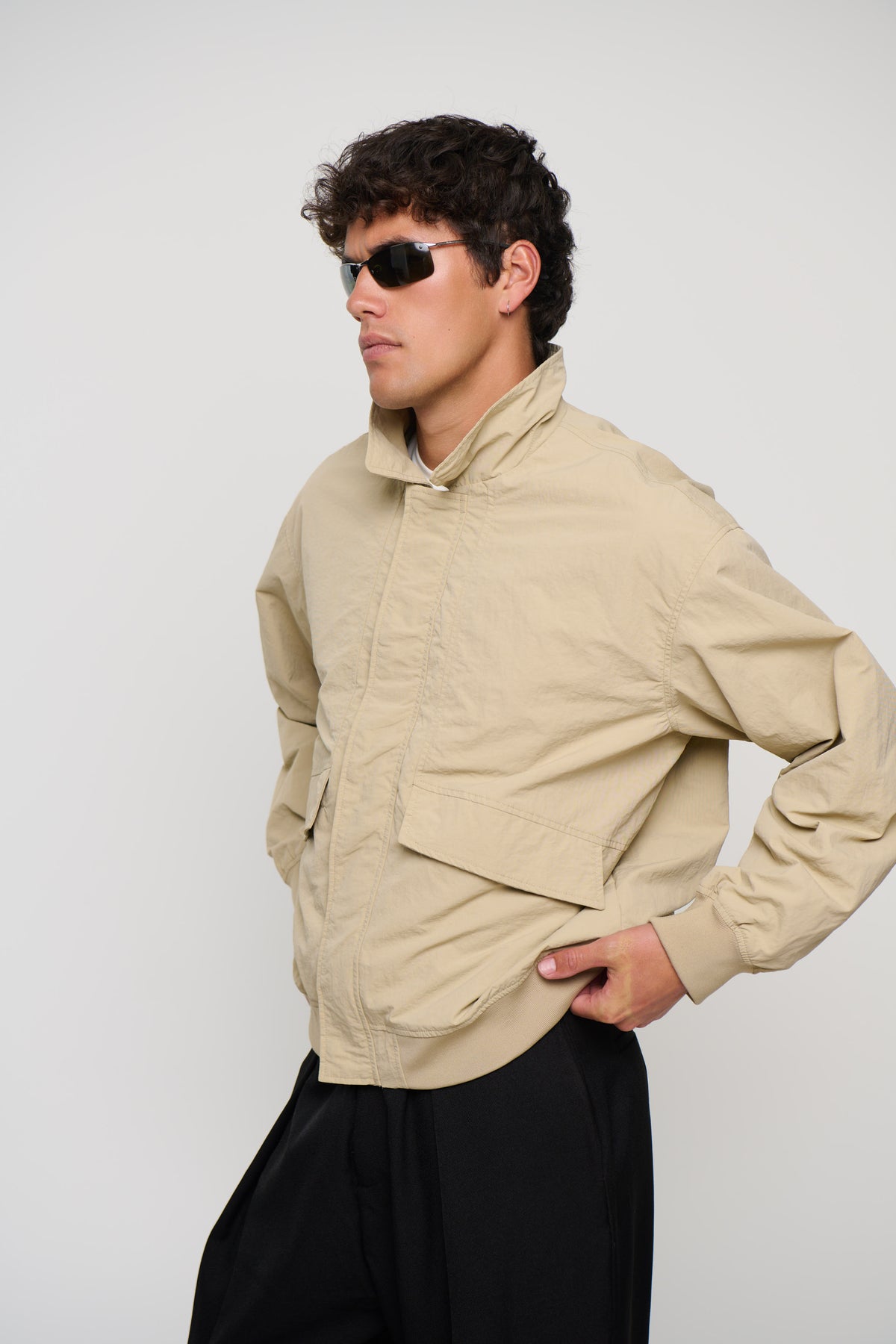Evans Ribbed Bomber Beige