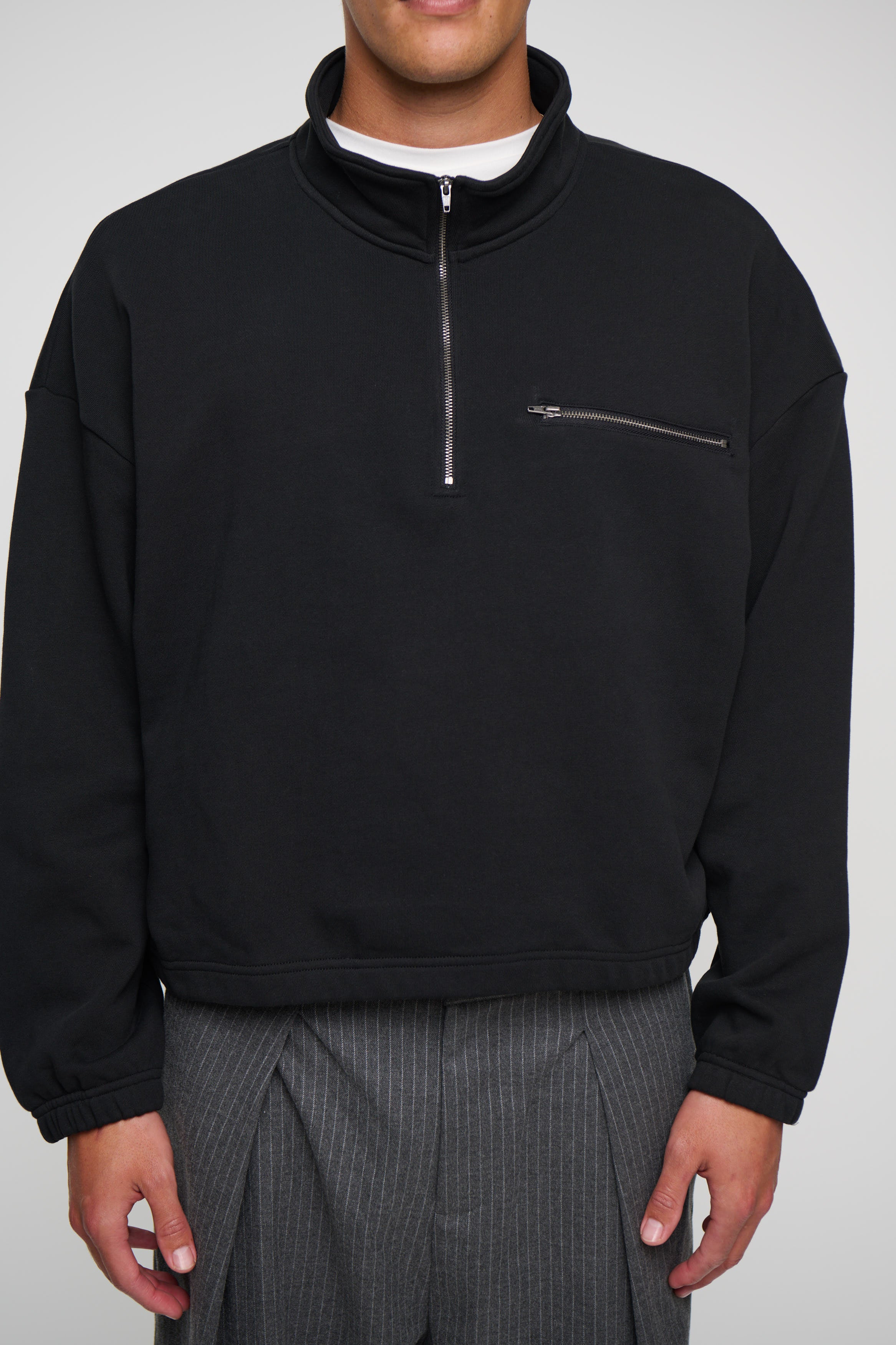 420G Cotton Zip Up Black