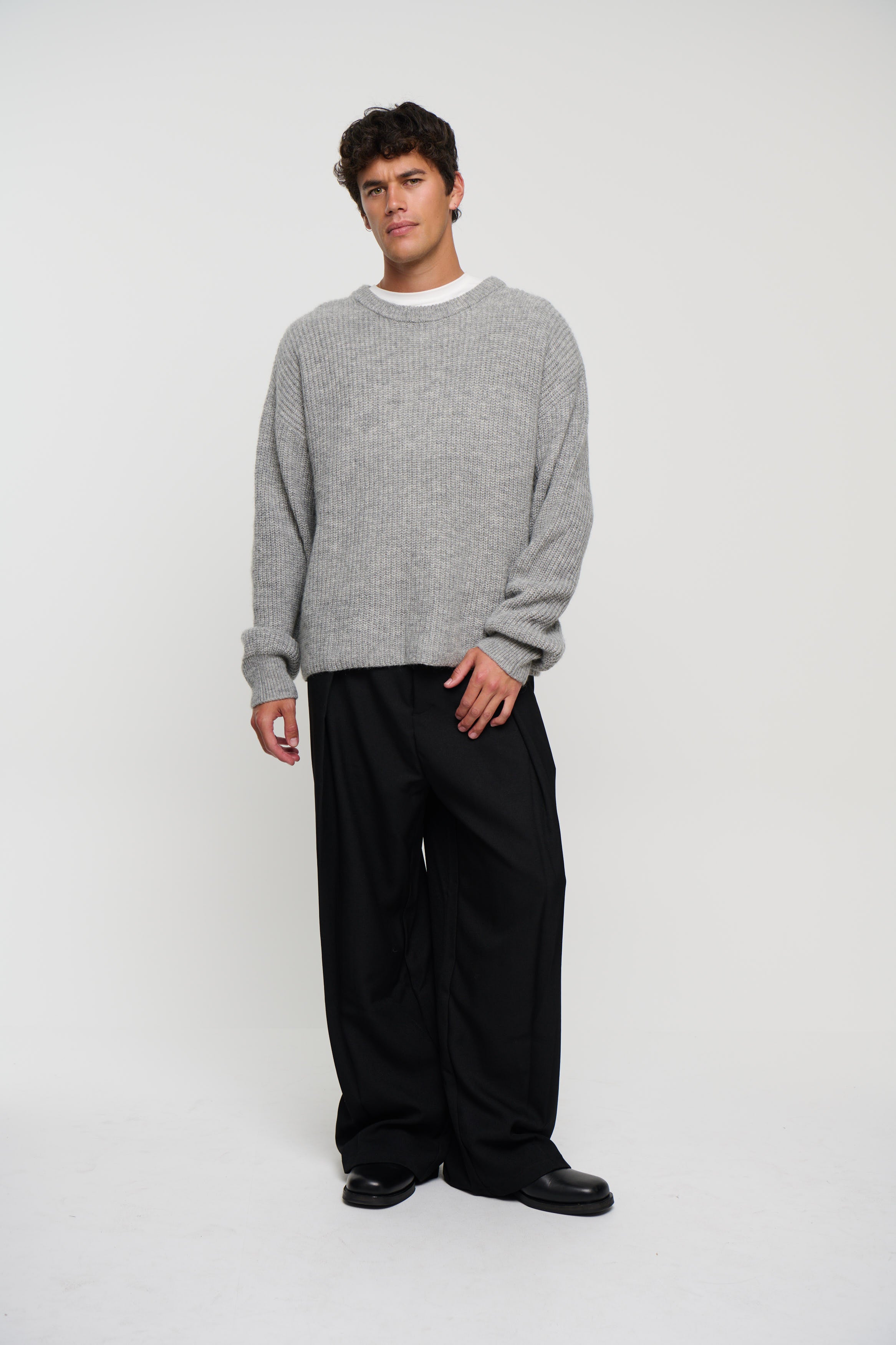 Mohair Knit Grey Marle