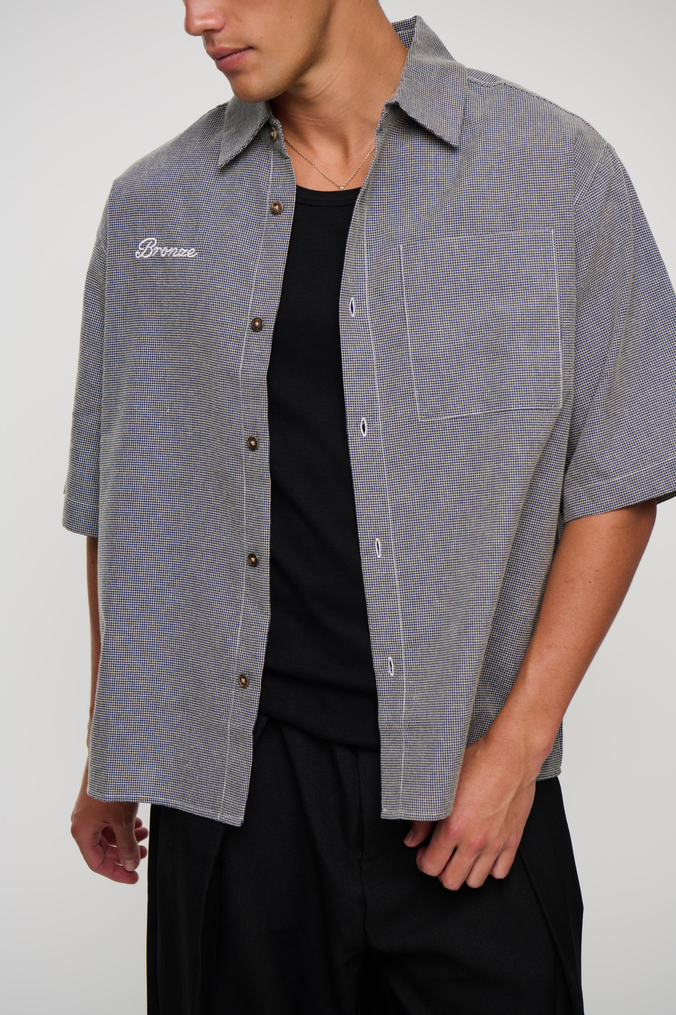Scott Shirt Check Blue Embroidery