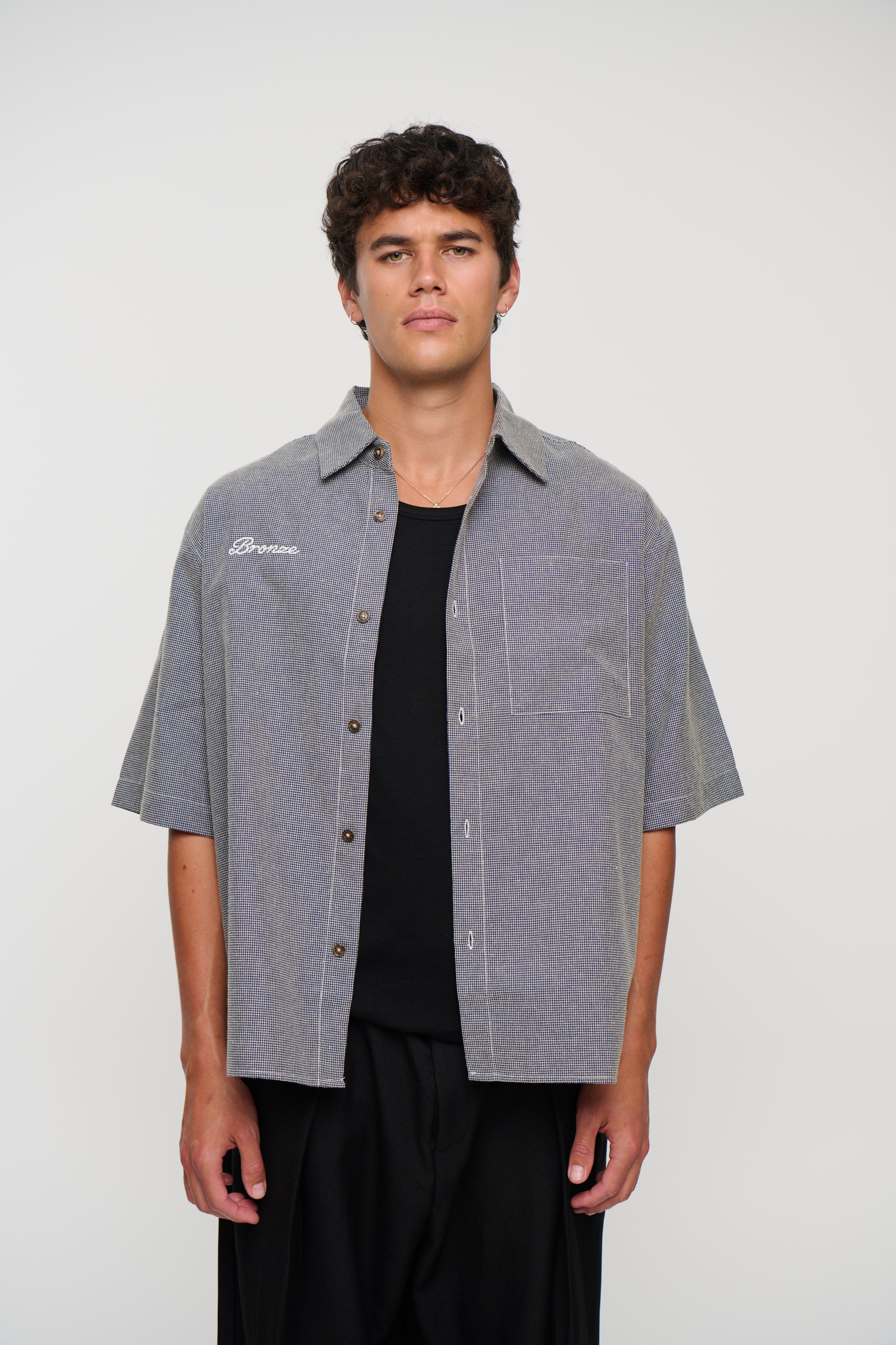 Scott Shirt Check Blue Embroidery