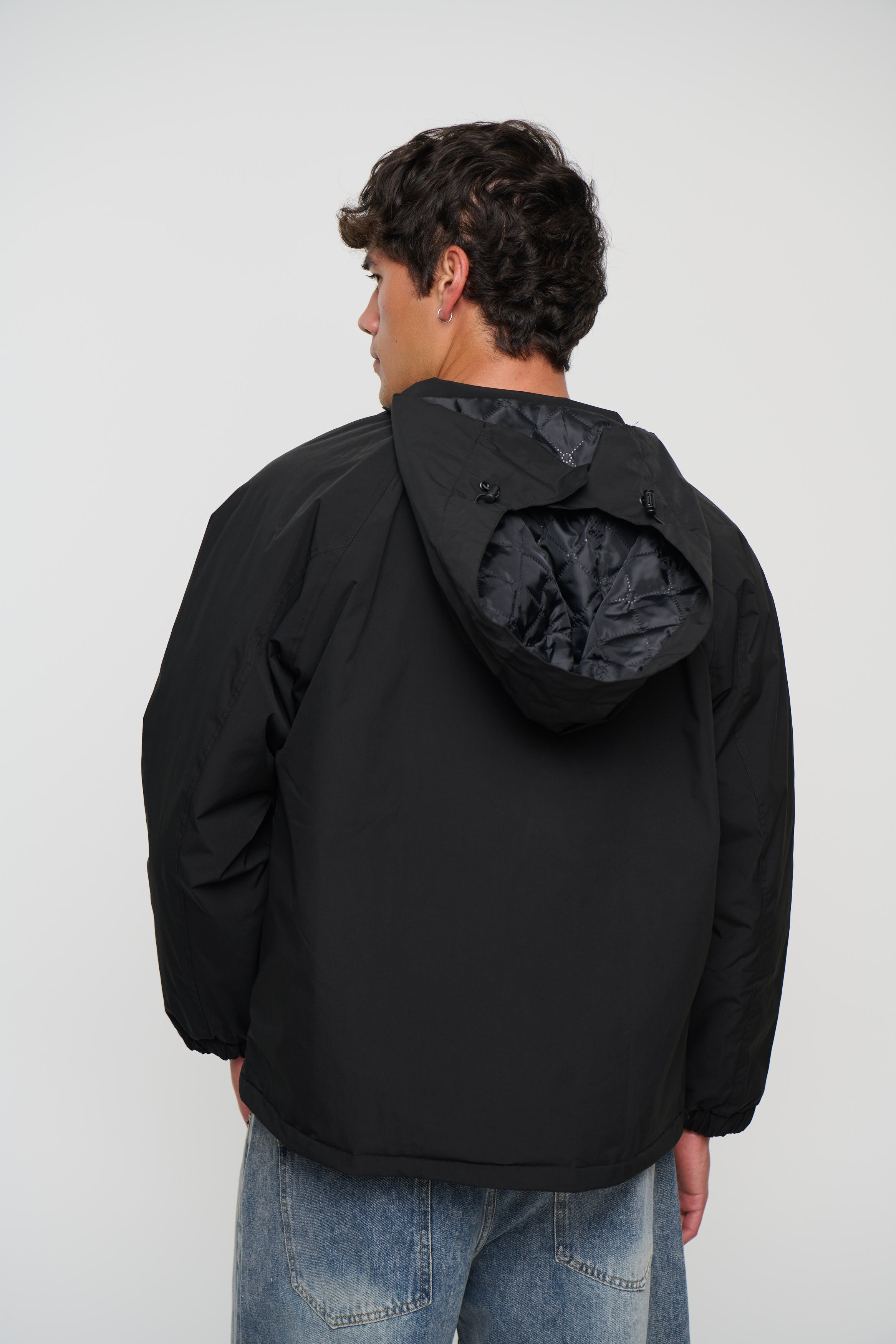 Removable Hood Windbreaker Black