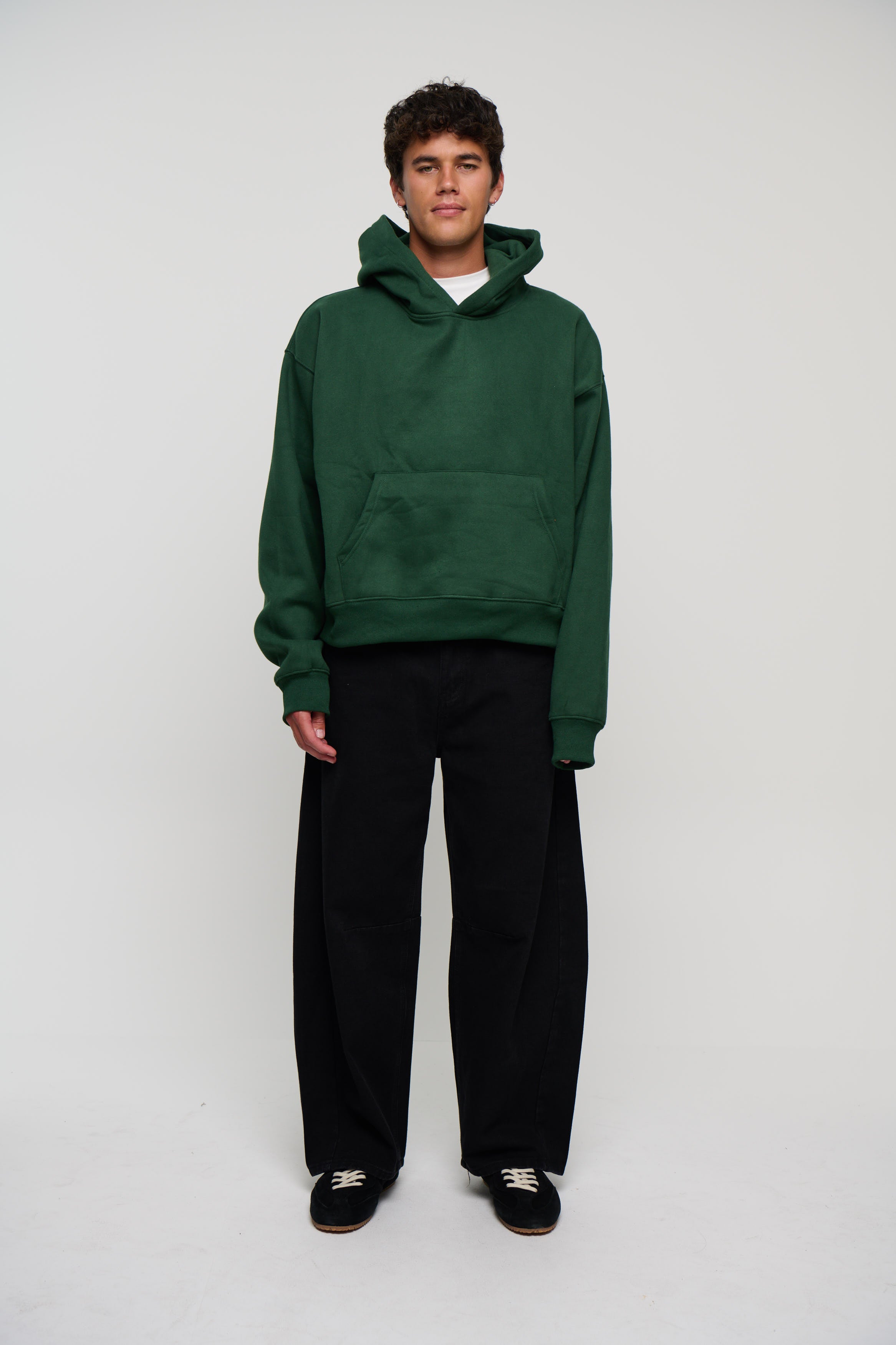 Roman Cropped Drop Hoodie Forest