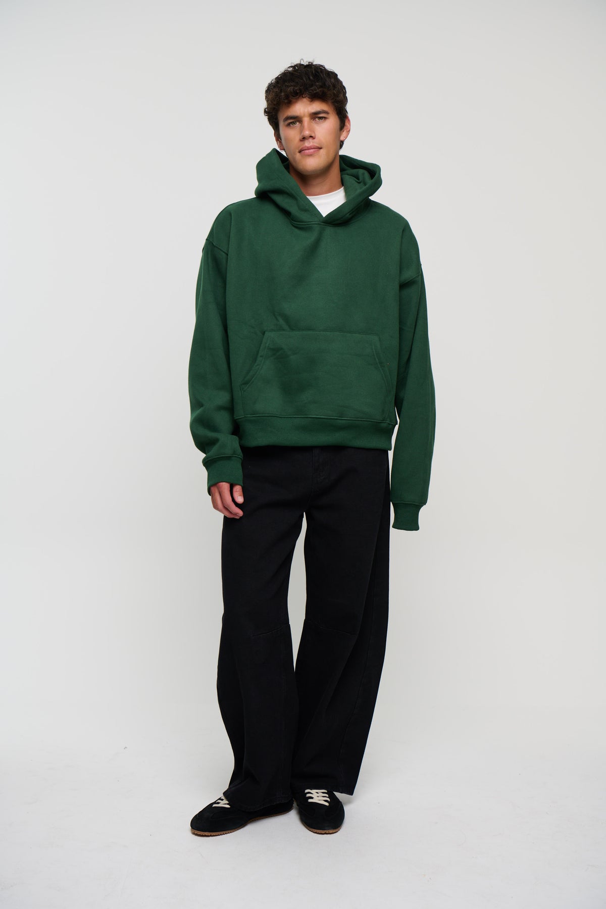 Roman Cropped Drop Hoodie Forest