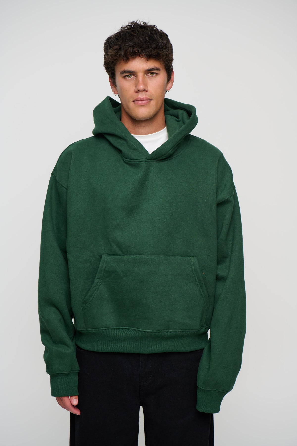 Roman Cropped Drop Hoodie Forest