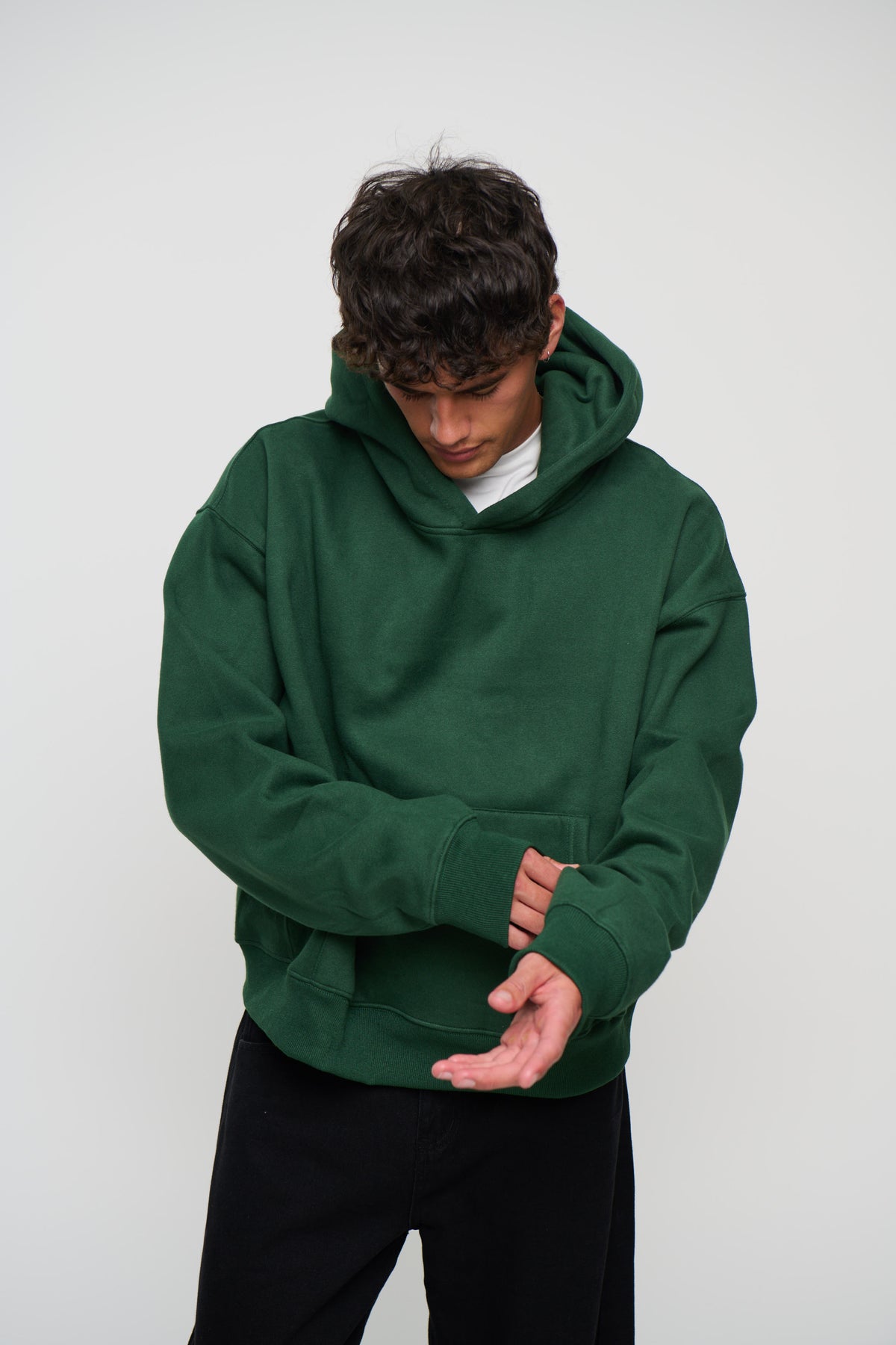 Roman Cropped Drop Hoodie Forest