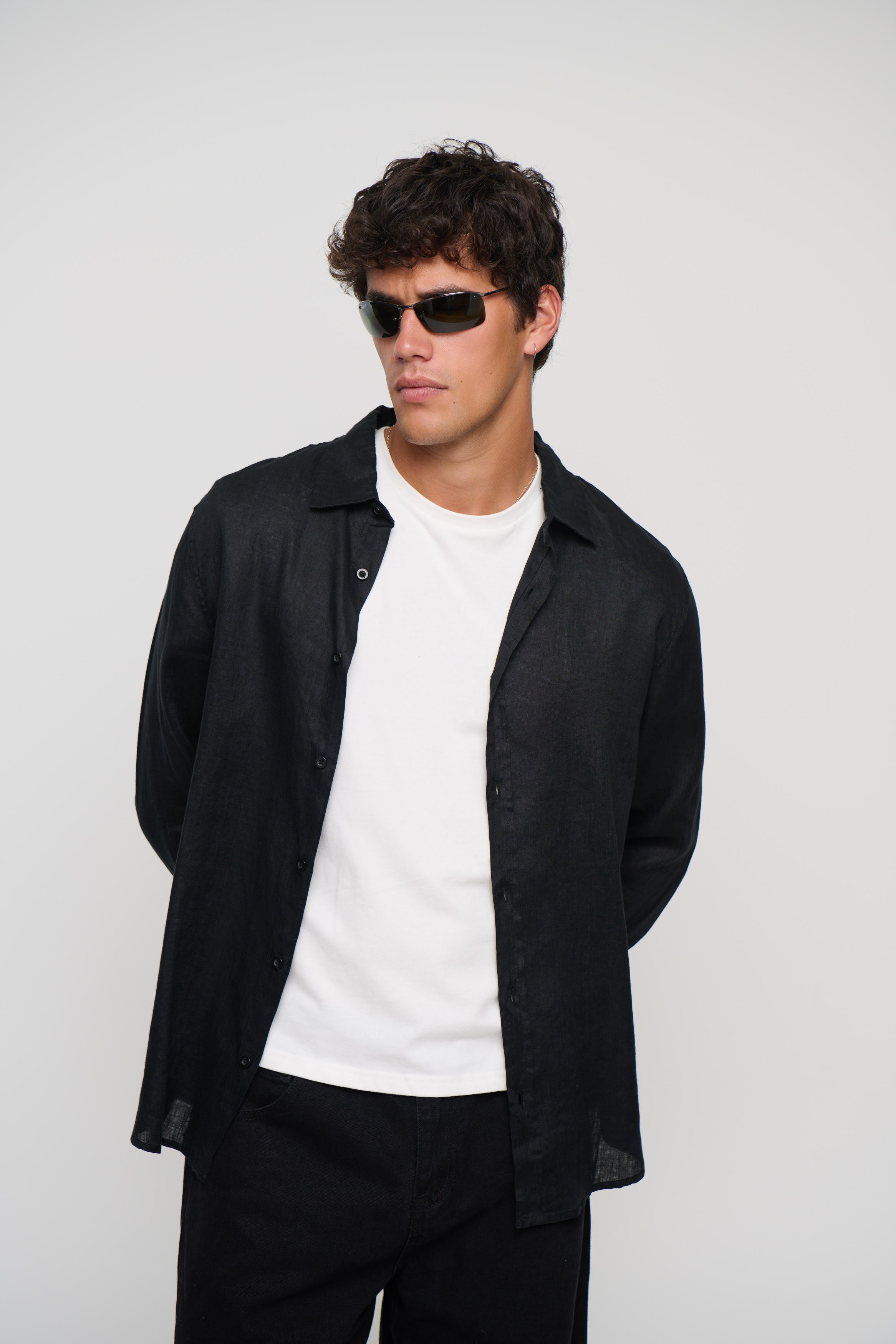 Luca Linen Shirt Black