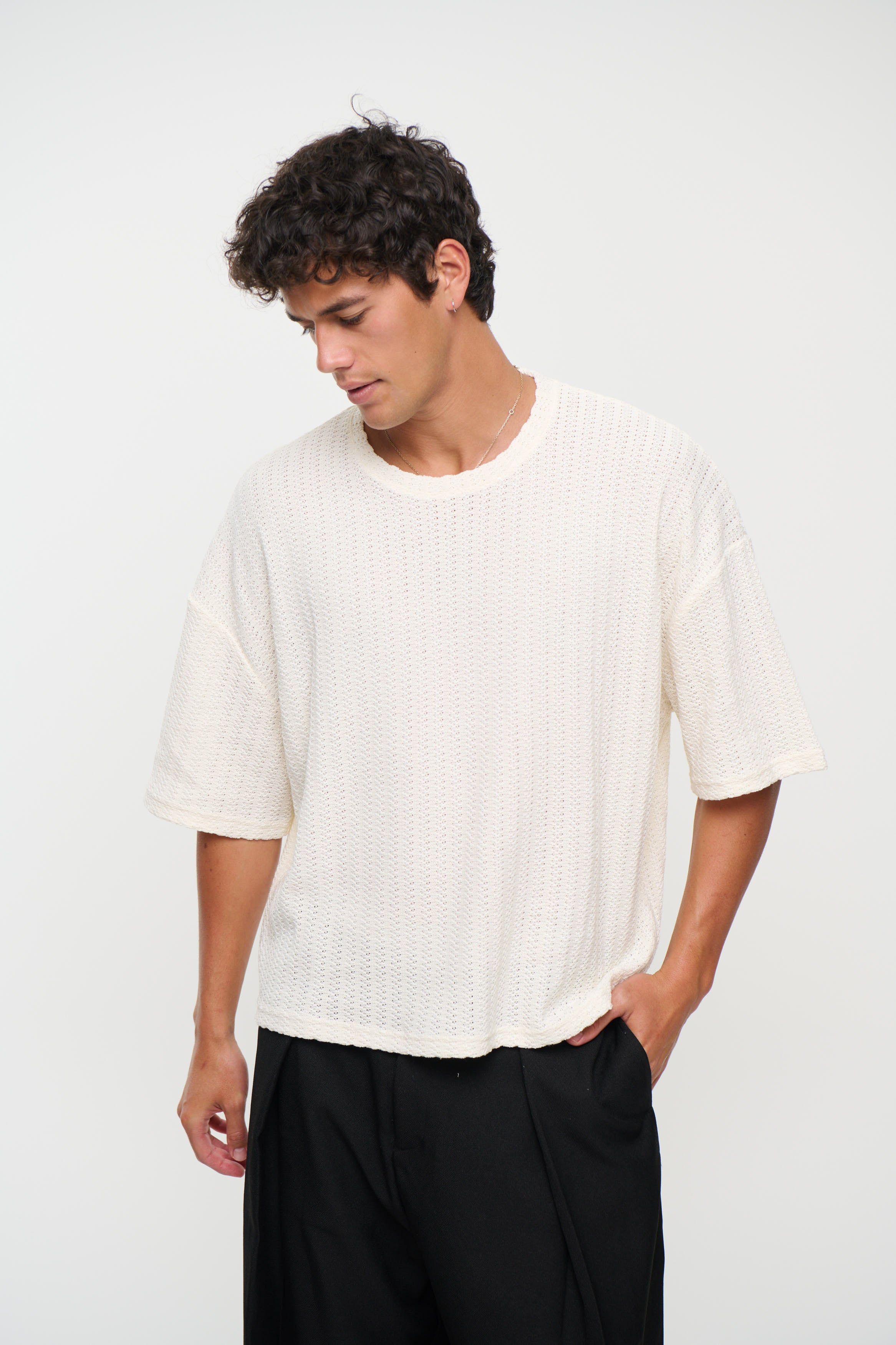 Vinnie Two Thread Stitch Tee White