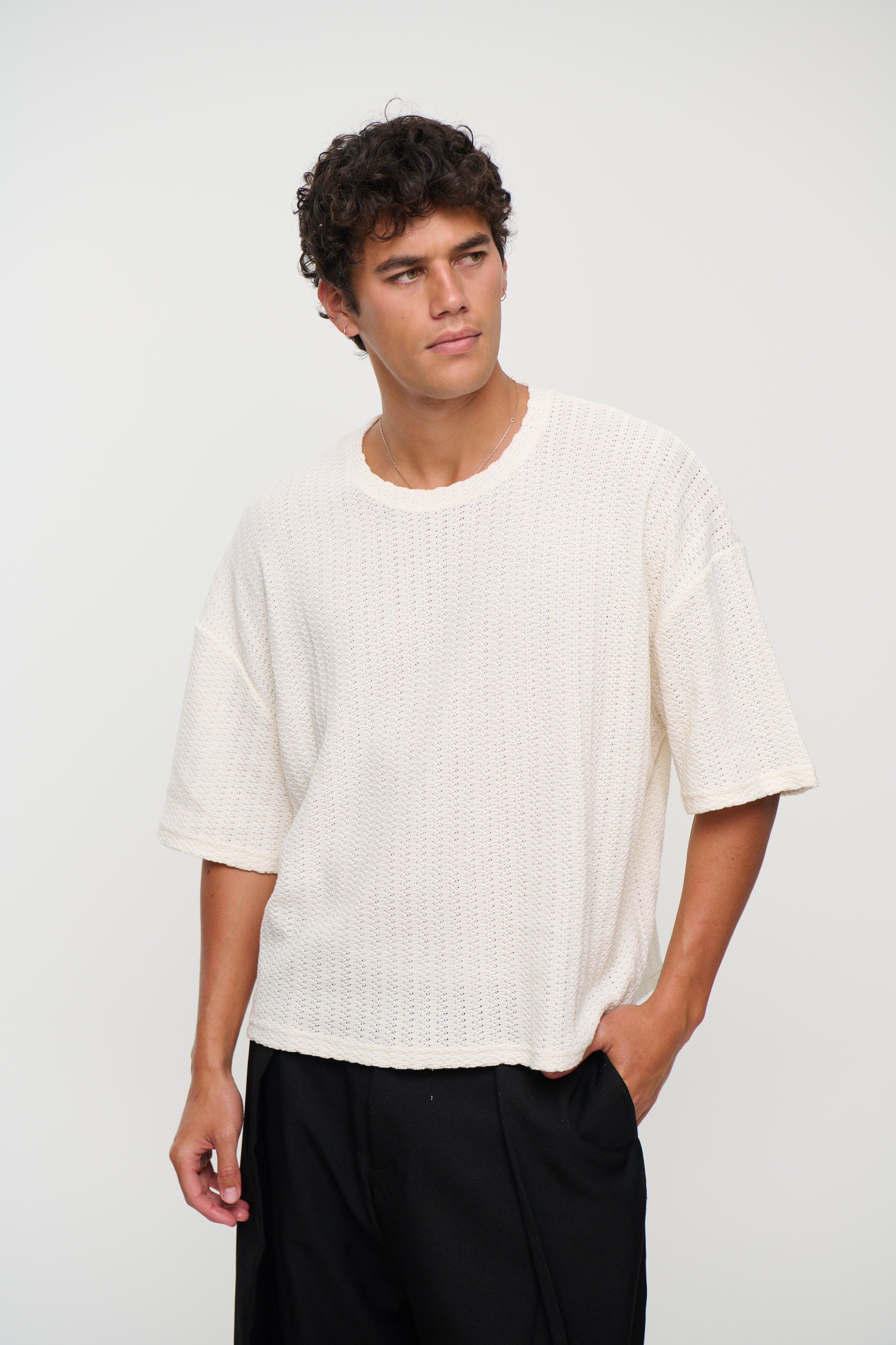Vinnie Two Thread Stitch Tee White