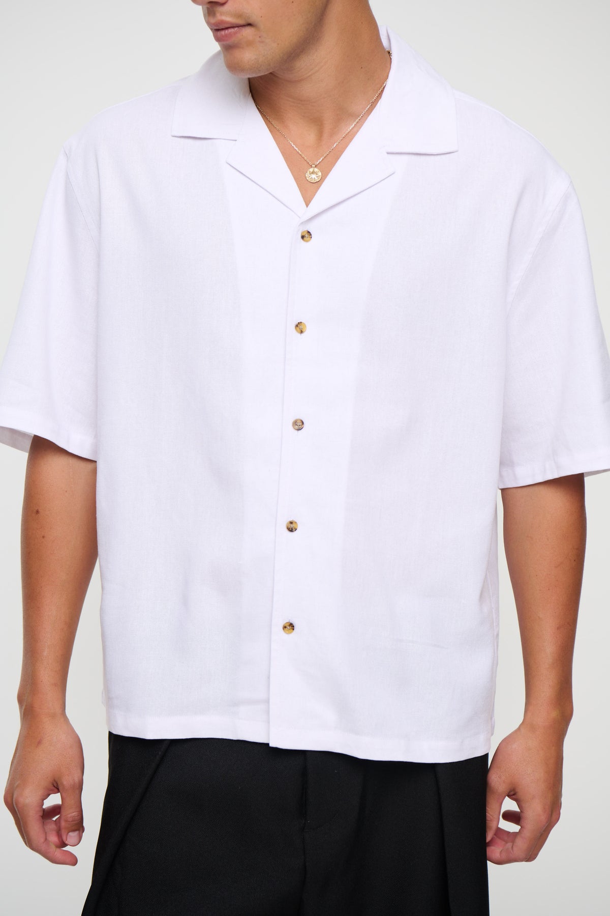 Raf Cropped Shirt Linen White