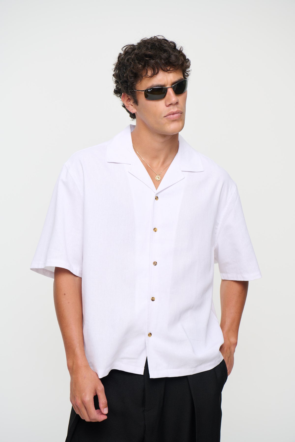 Raf Cropped Shirt Linen White