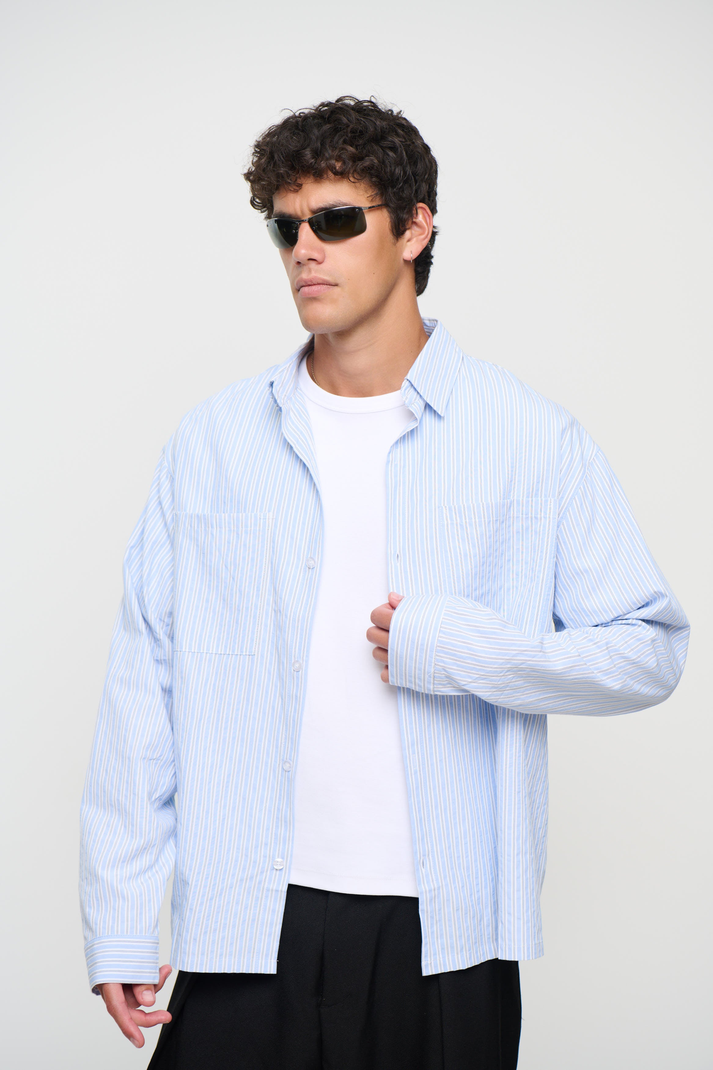 Miles Stripe Shirt Blue
