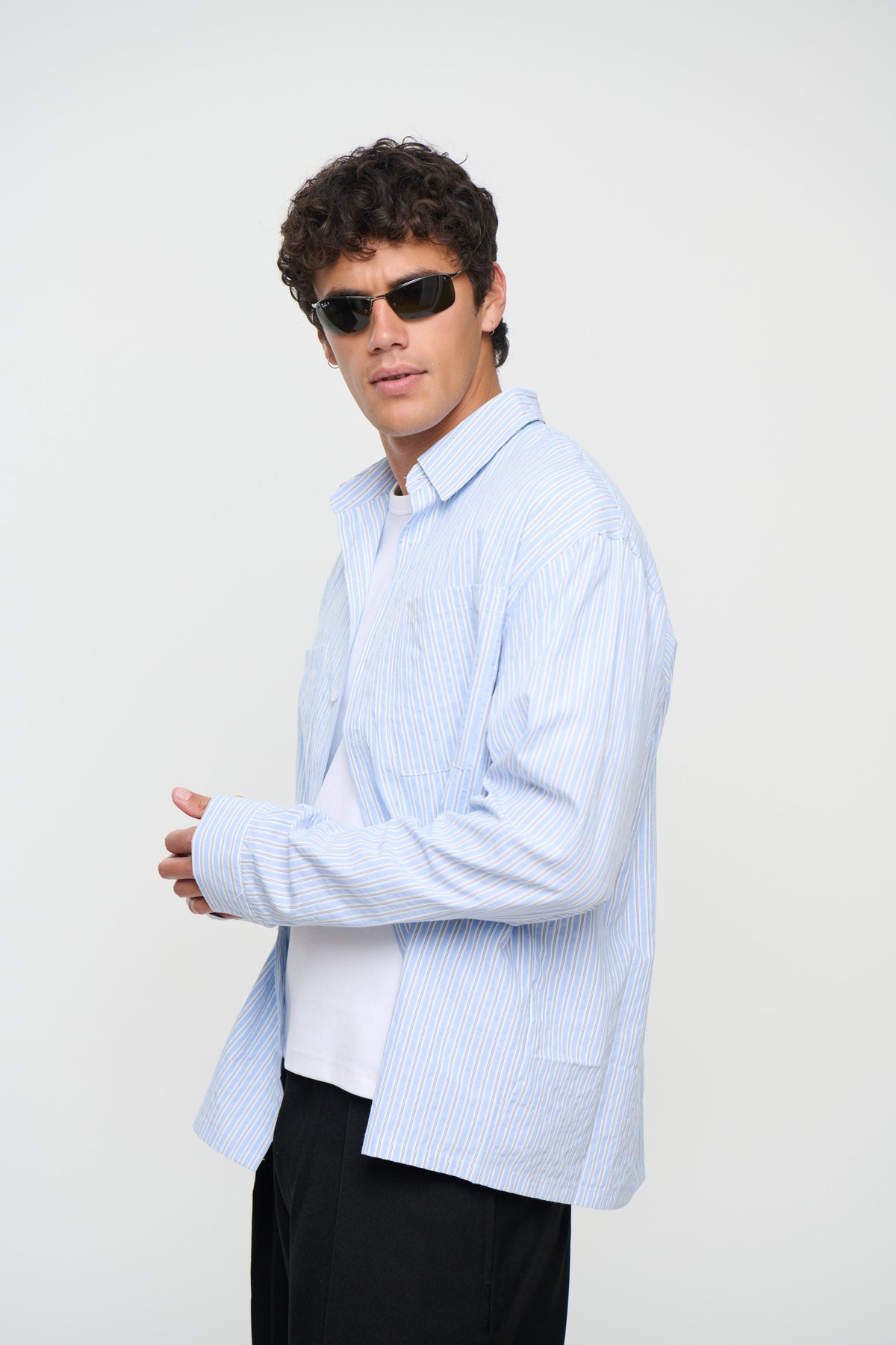 Miles Stripe Shirt Blue