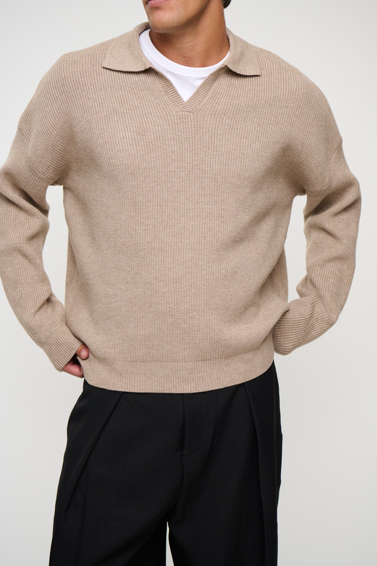 Jay Knitted Polo Oat
