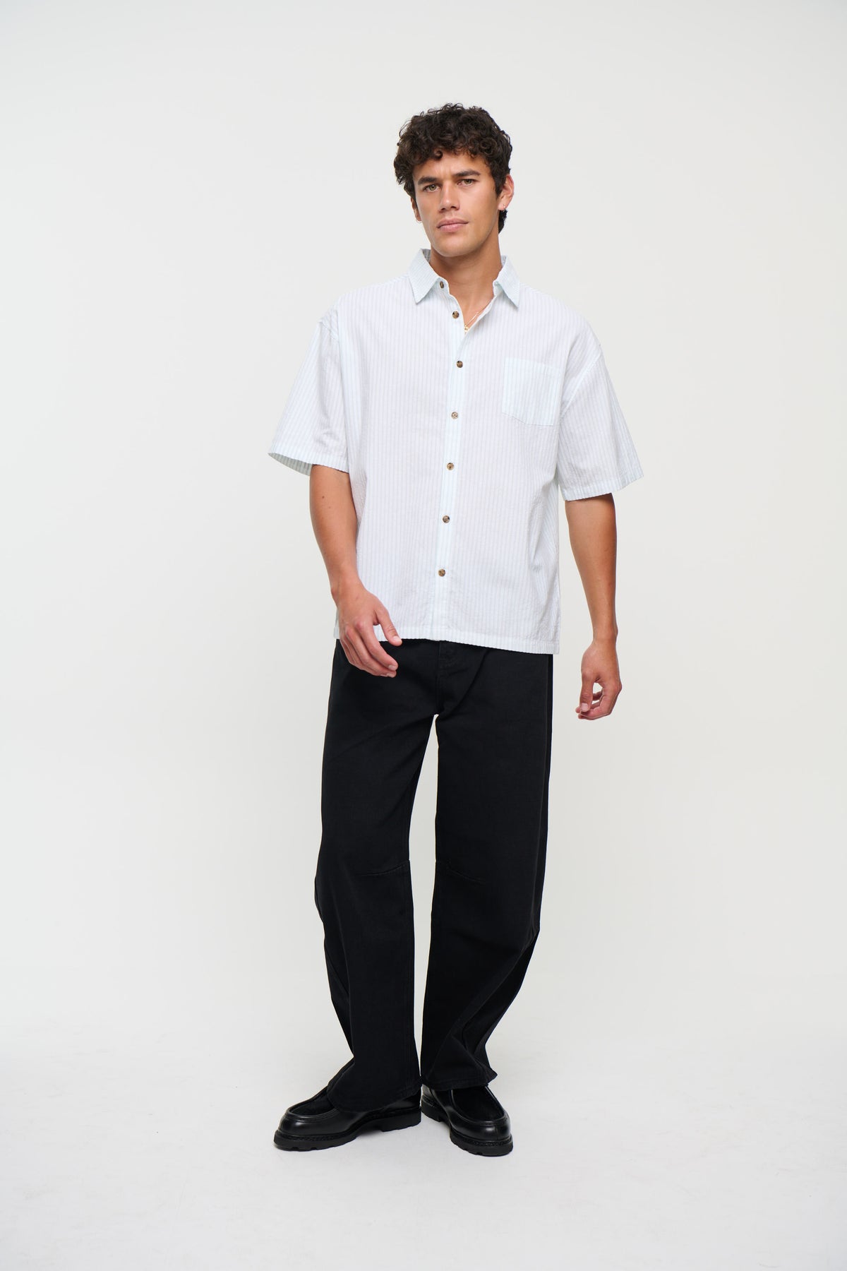 Nathaniel Drop Shirt Stripe Sage