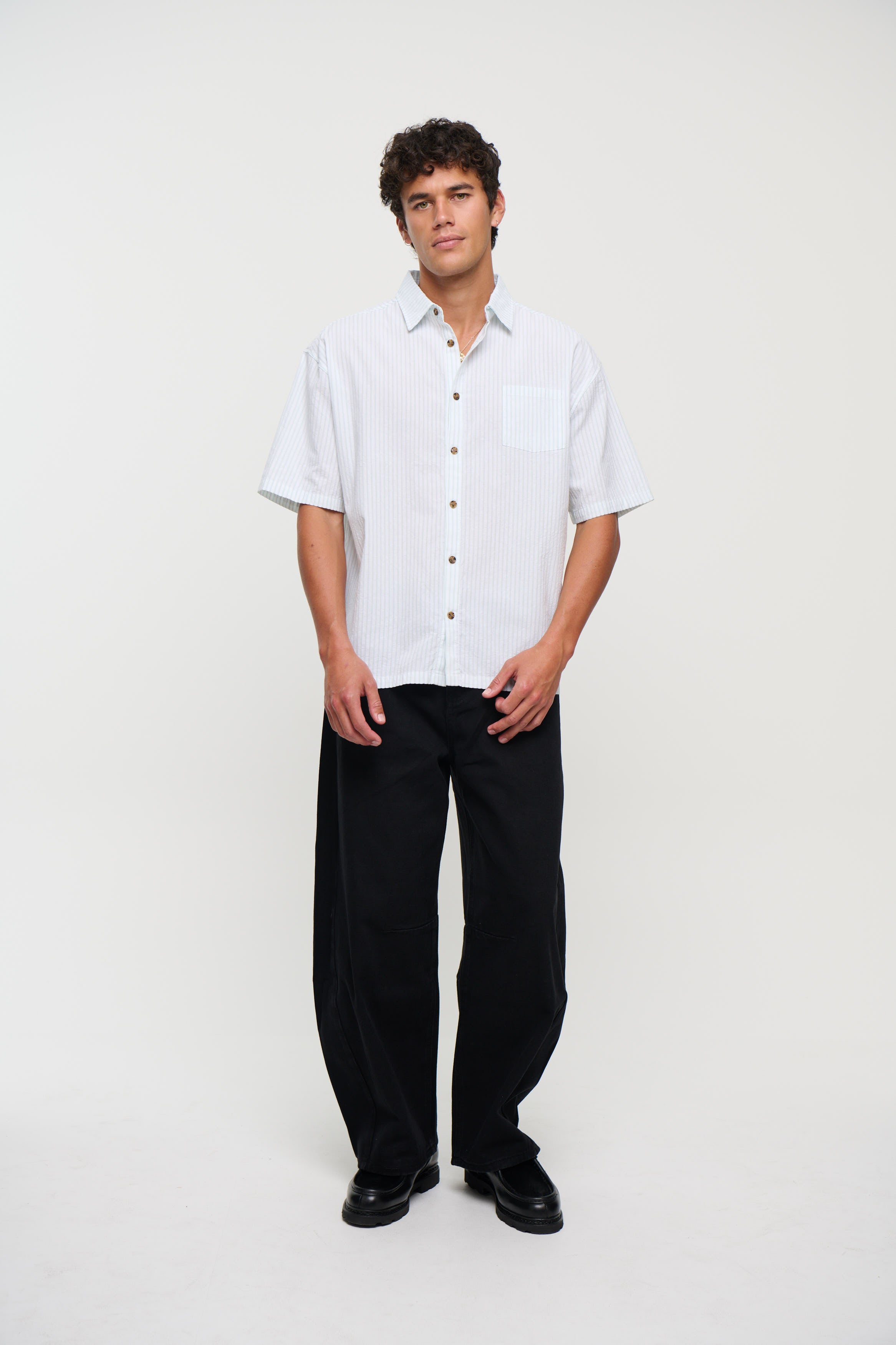 Nathaniel Drop Shirt Stripe Sage