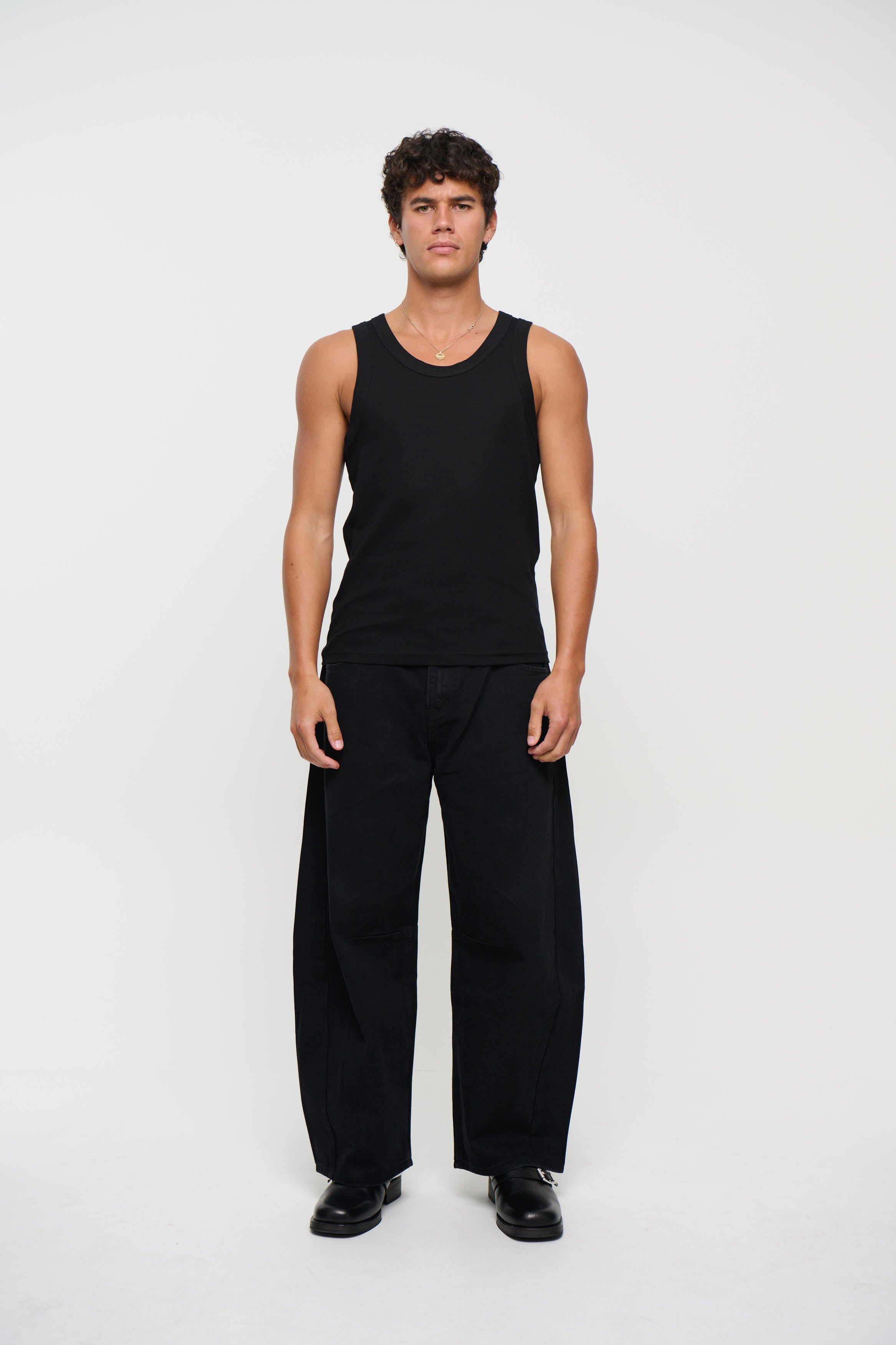Silv Baggy Drawstring Denim Black