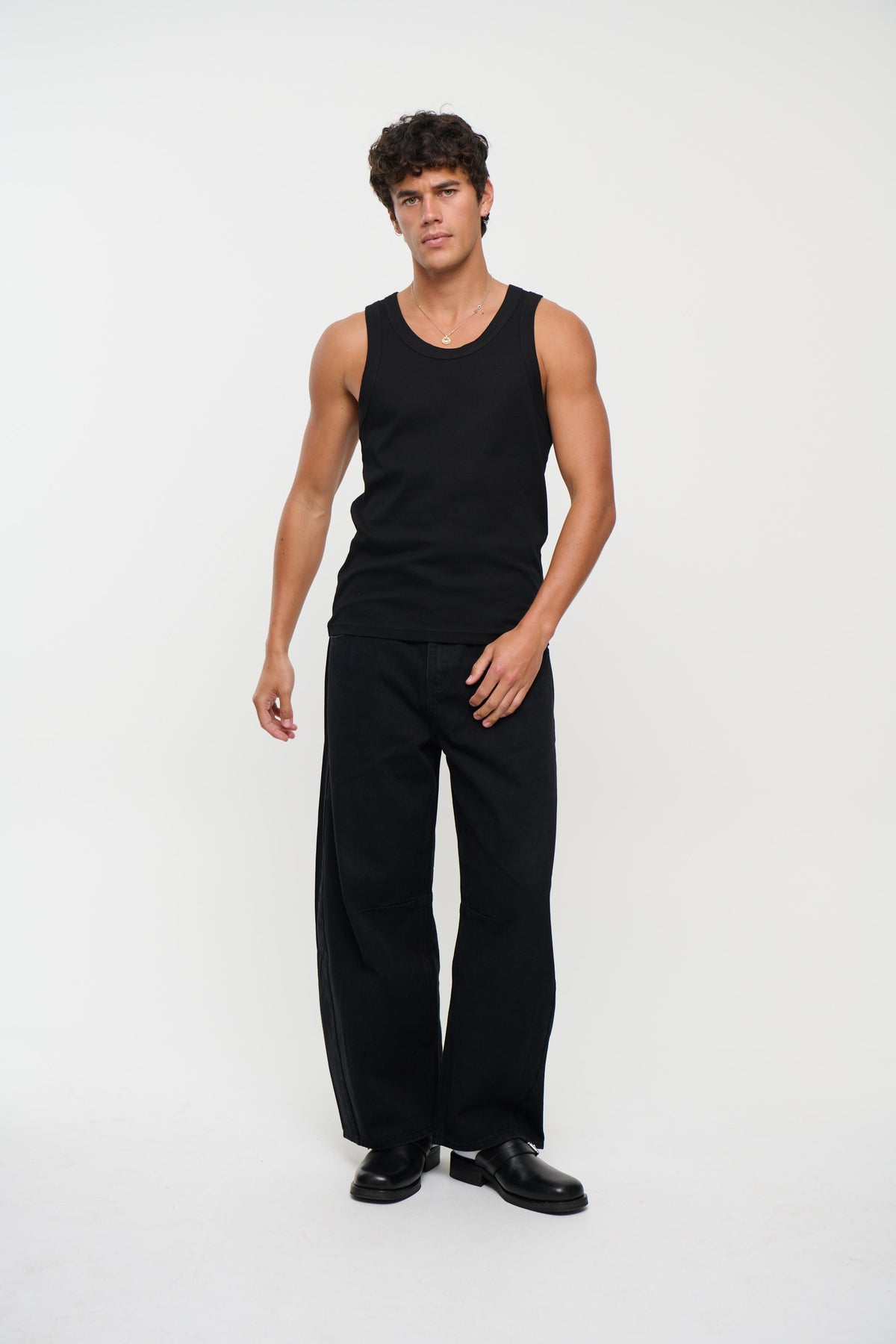 Silv Baggy Drawstring Denim Black