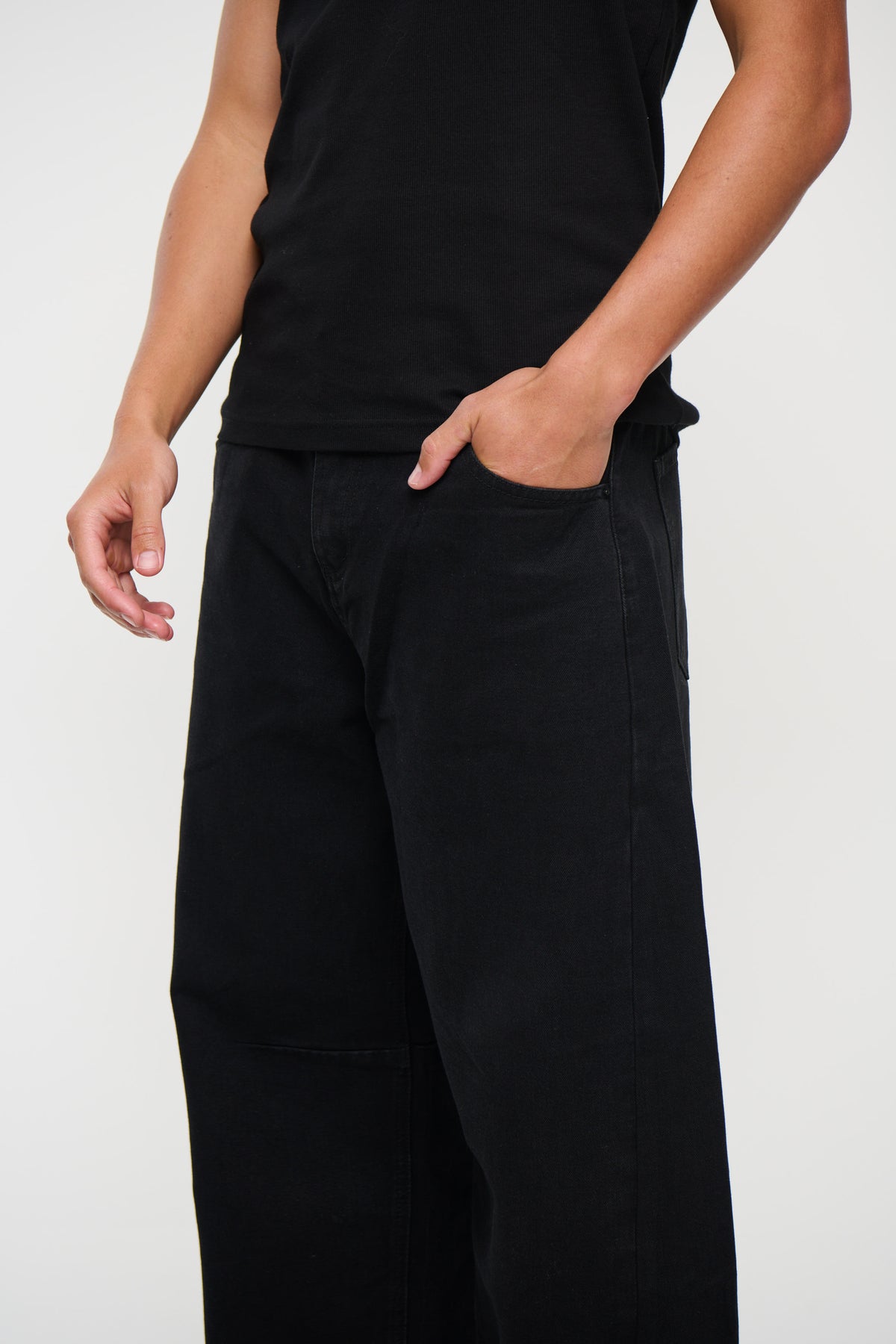 Silv Baggy Drawstring Denim Black