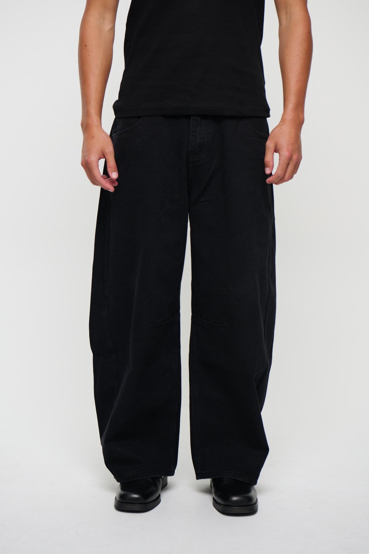 Silv Baggy Drawstring Denim Black