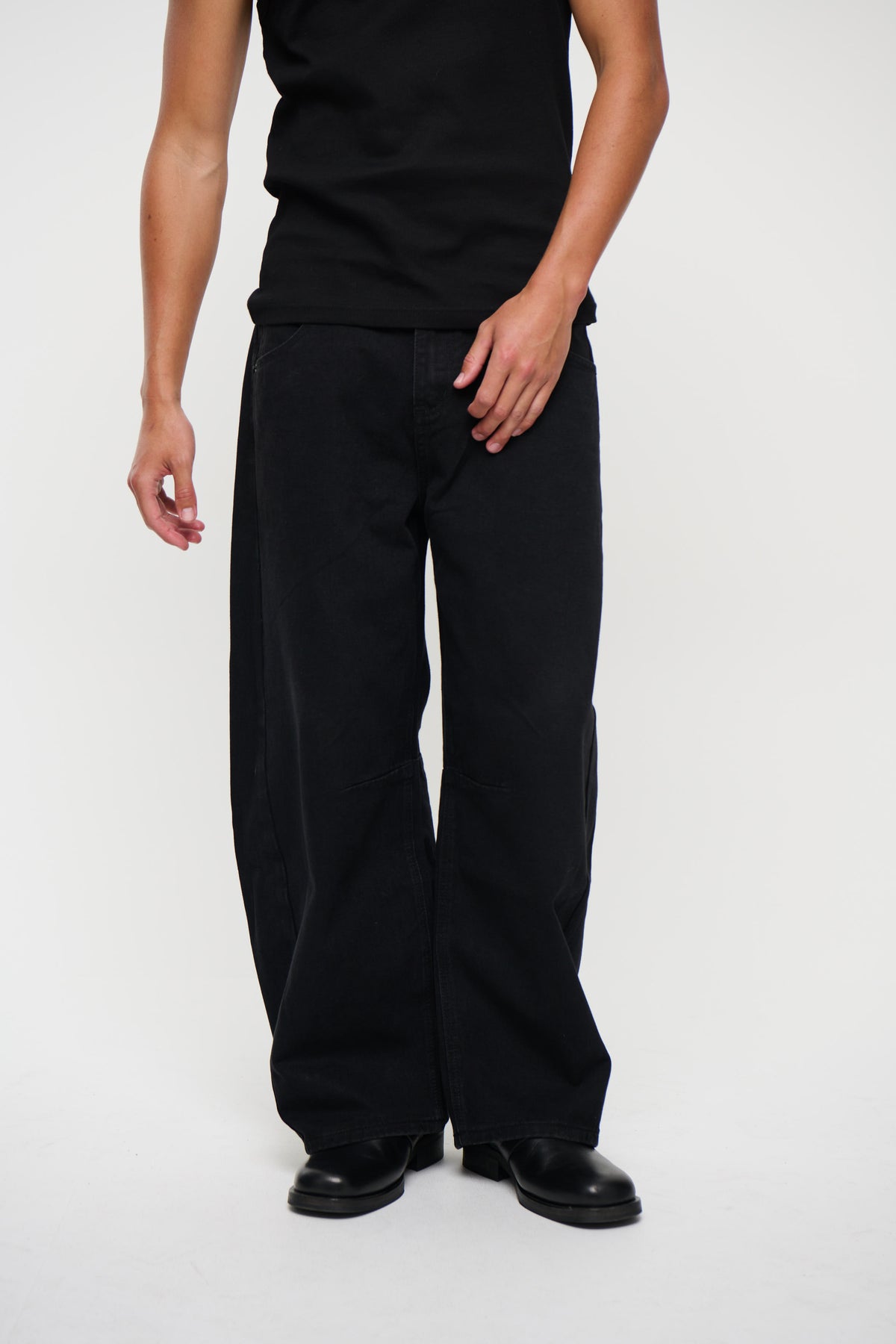 Silv Baggy Drawstring Denim Black