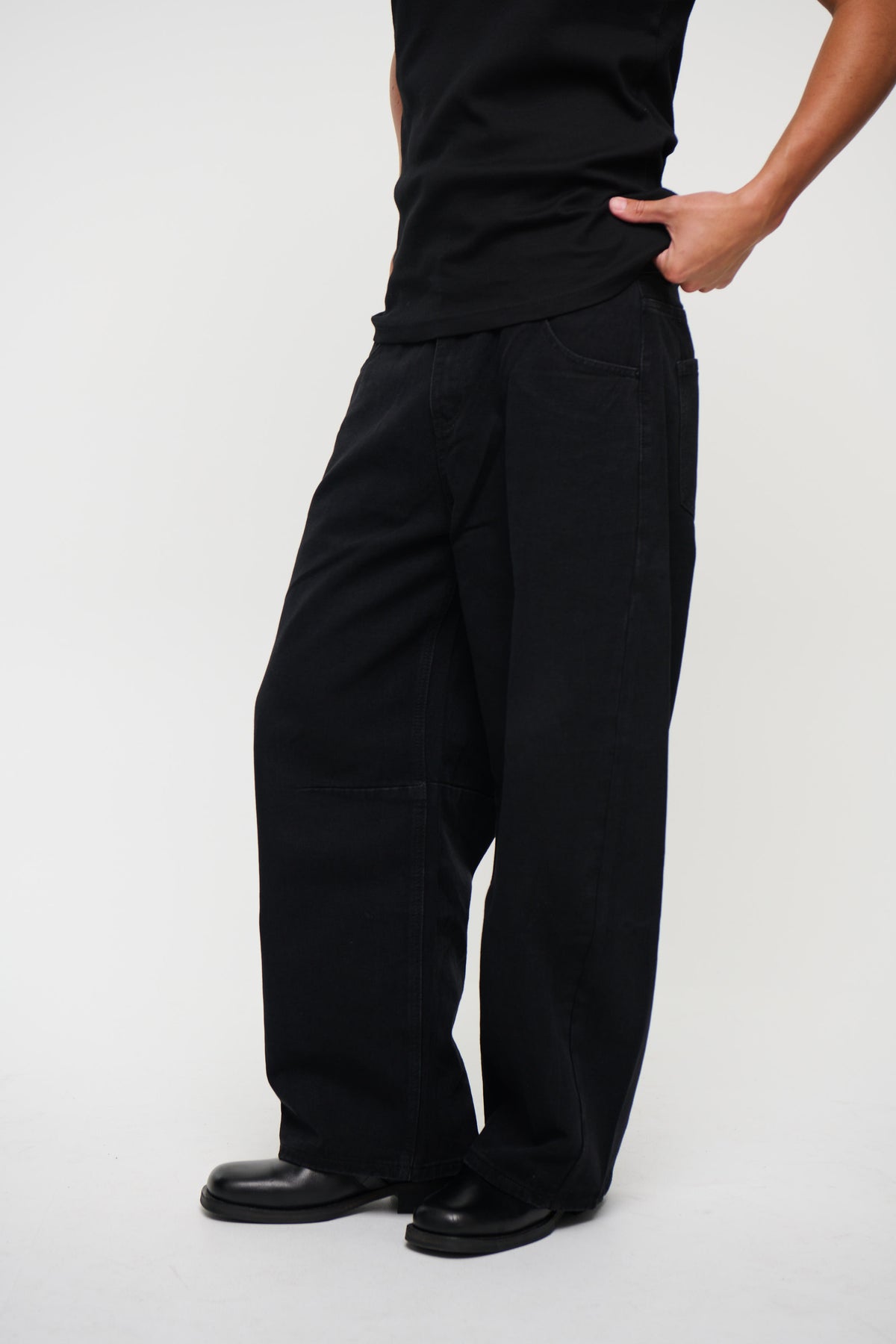 Silv Baggy Drawstring Denim Black