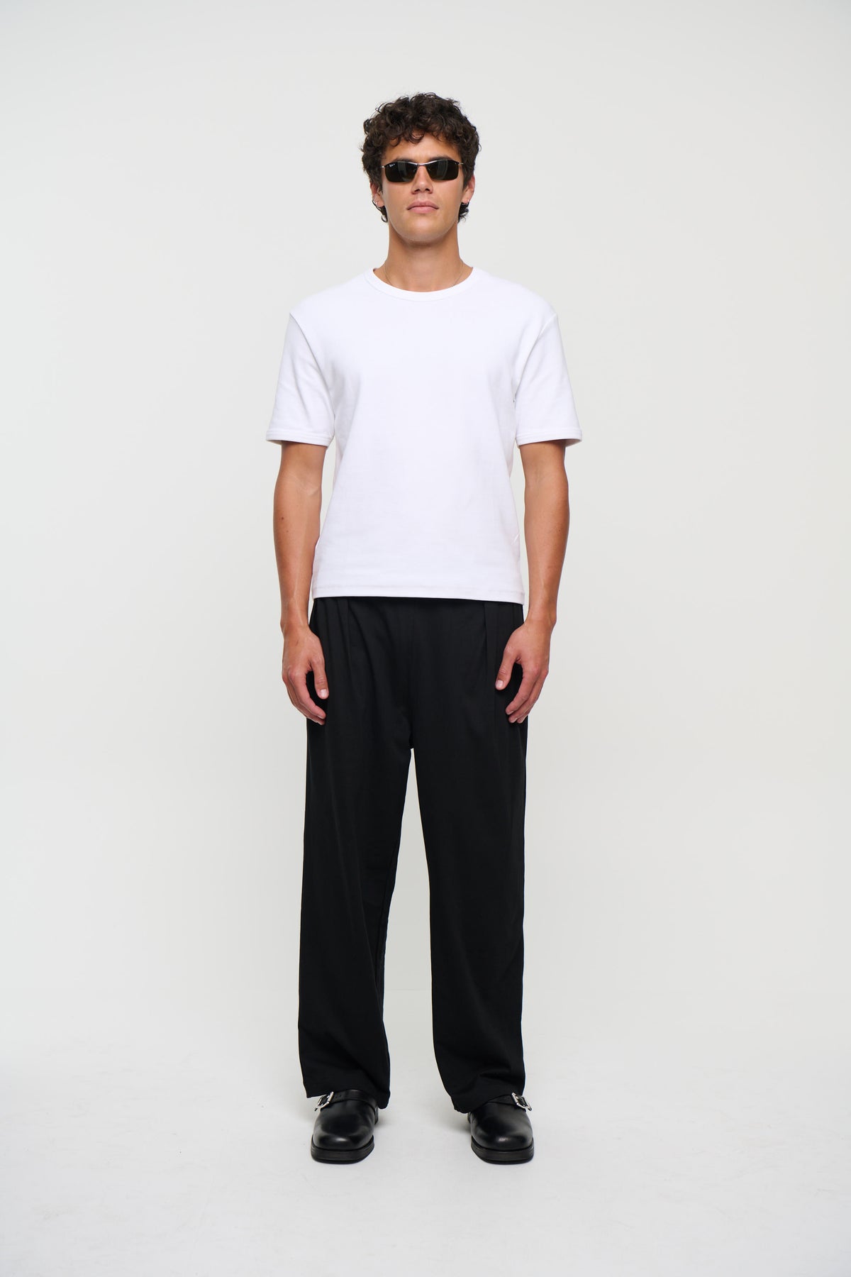 Relaxed Tailored Cotton Suit Pant Black