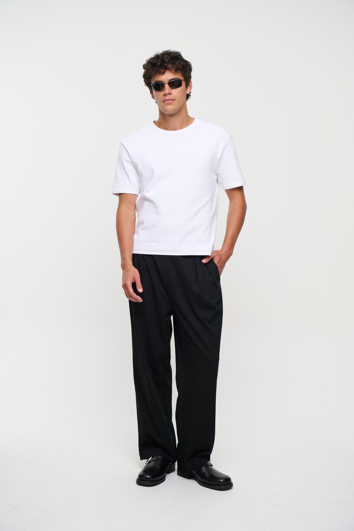 Relaxed Tailored Cotton Suit Pant Black
