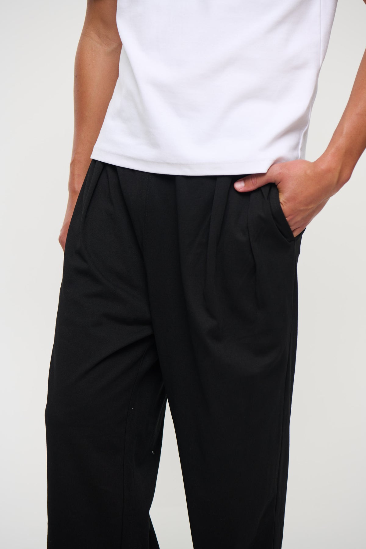 Relaxed Tailored Cotton Suit Pant Black